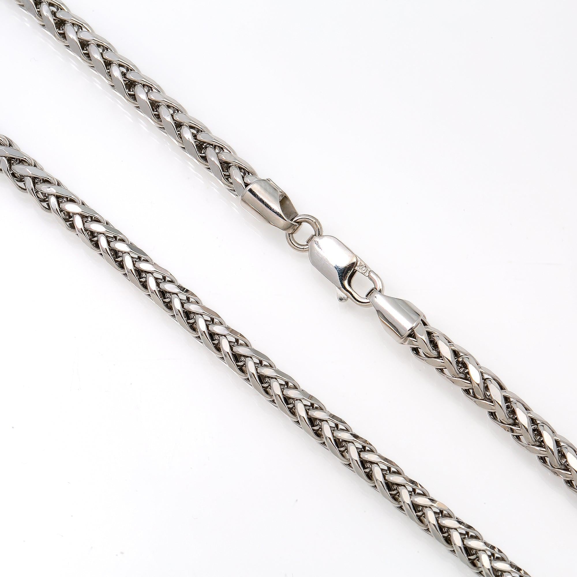 10k White Gold 4mm Hollow Box Chain Available In Sizes 18"-26"