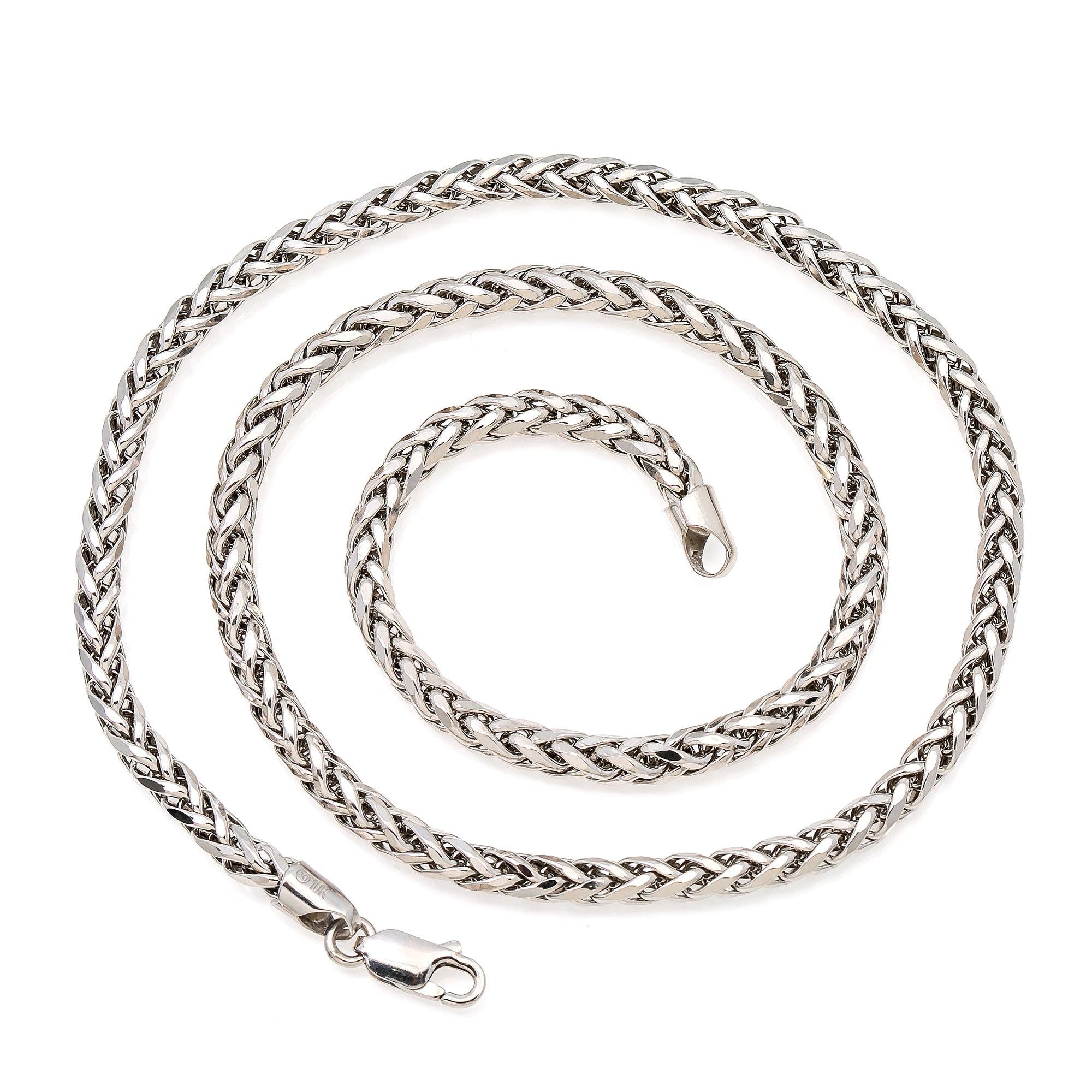 10k White Gold 4mm Hollow Box Chain Available In Sizes 18"-26"