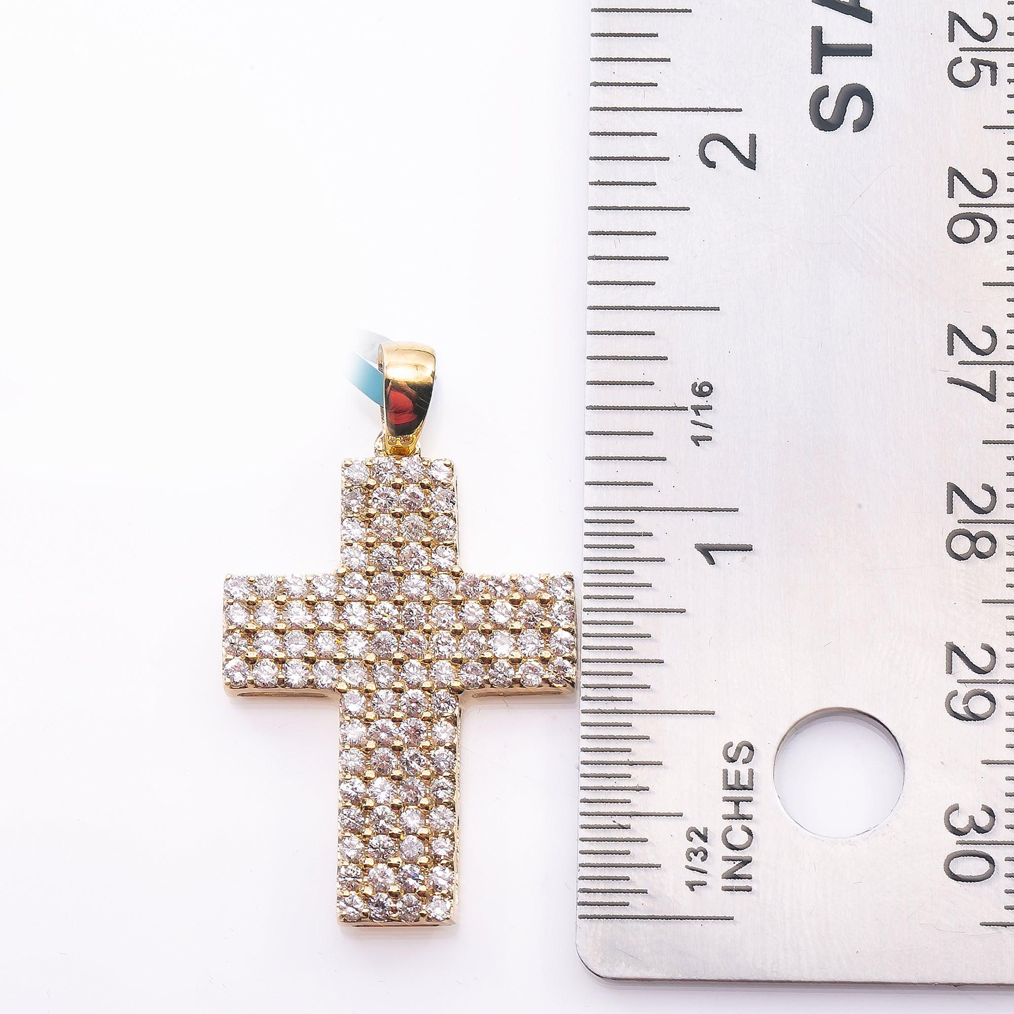 Unisex 14K Yellow Gold Cross Pendant with 1.76 CT Diamonds
