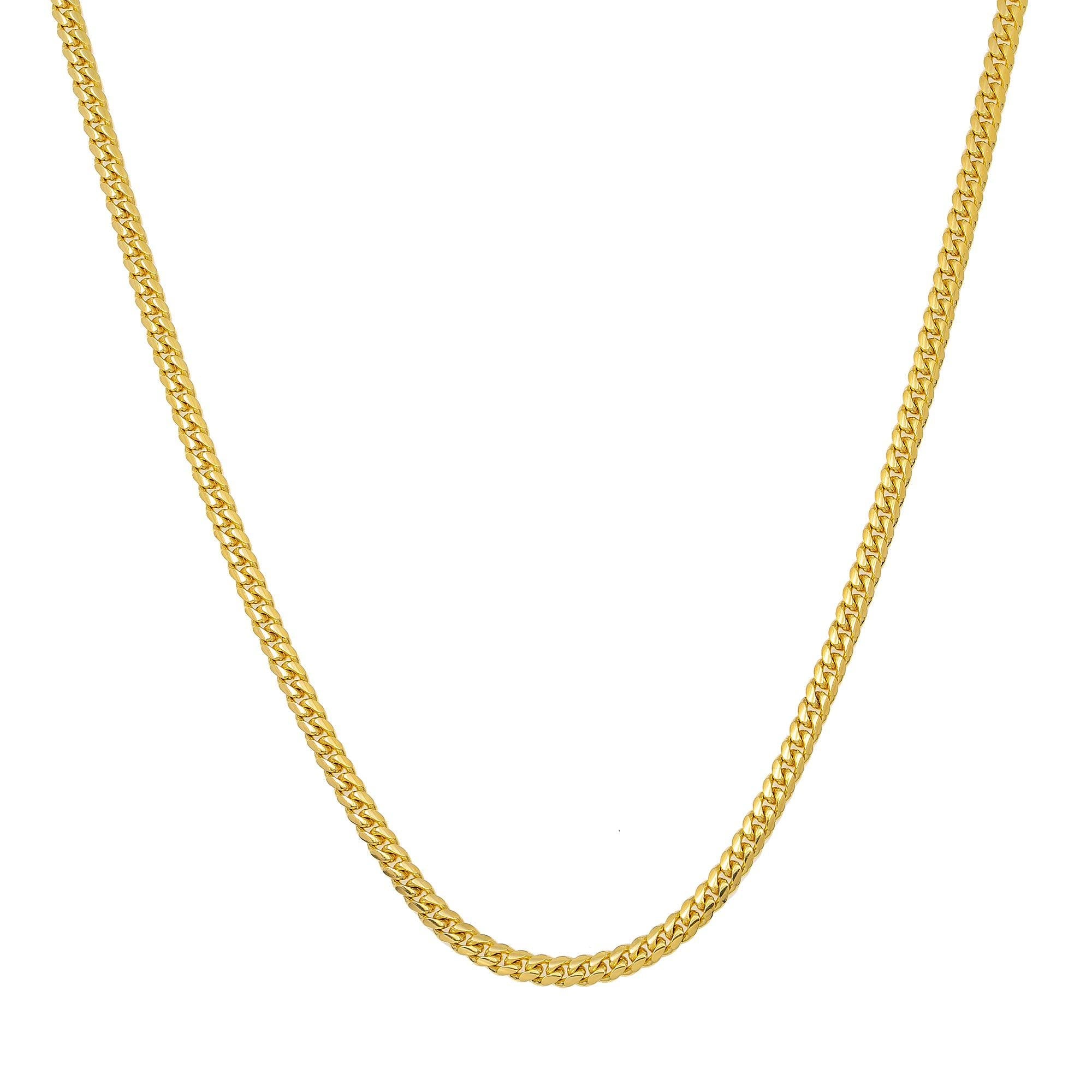 10k Yellow Gold 3mm Solid Cuban Link Available In Sizes 18"-26"