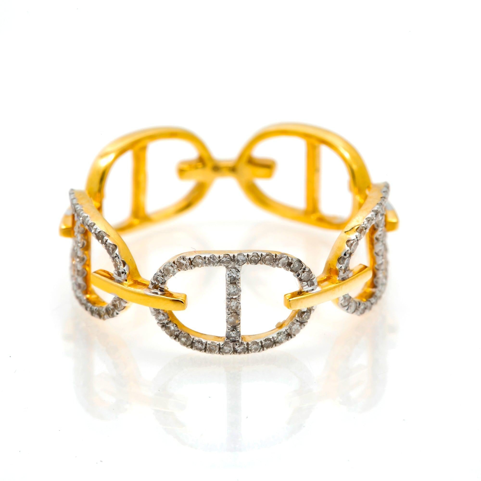 14K GOLD DIAMOND GUCCI LINK RING 0.25 CT