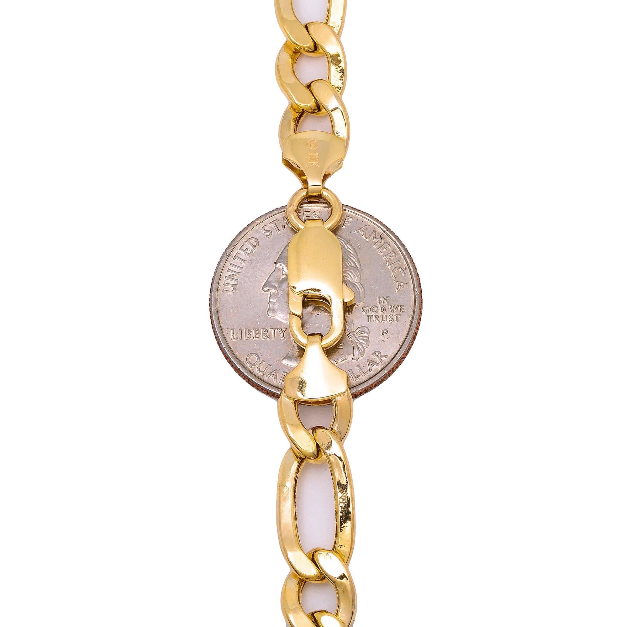 10K Yellow Gold 8.51mm Hollow Figaro Chain Available In Sizes 18"-26"