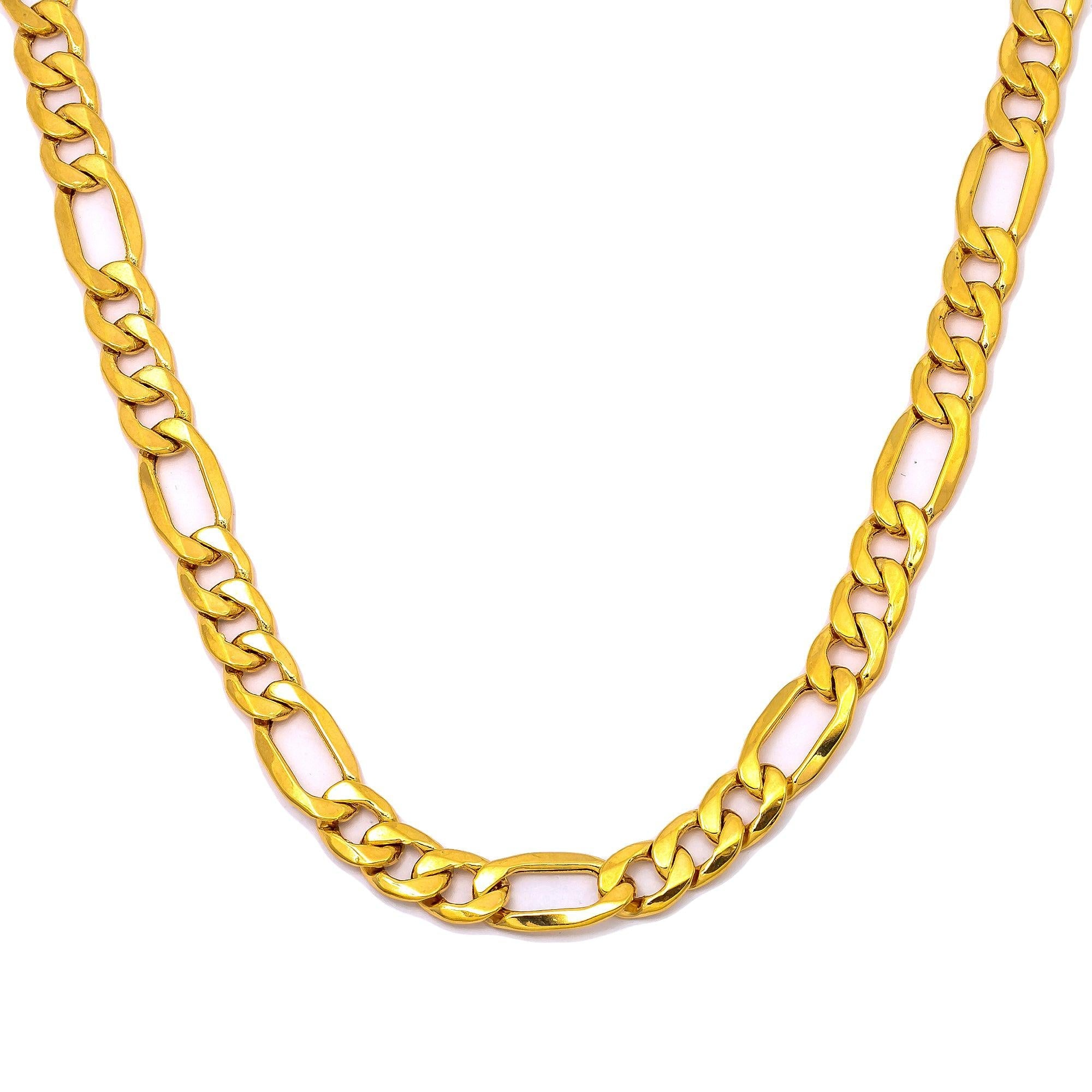 10K Yellow Gold 7mm Hollow Figaro Chain
