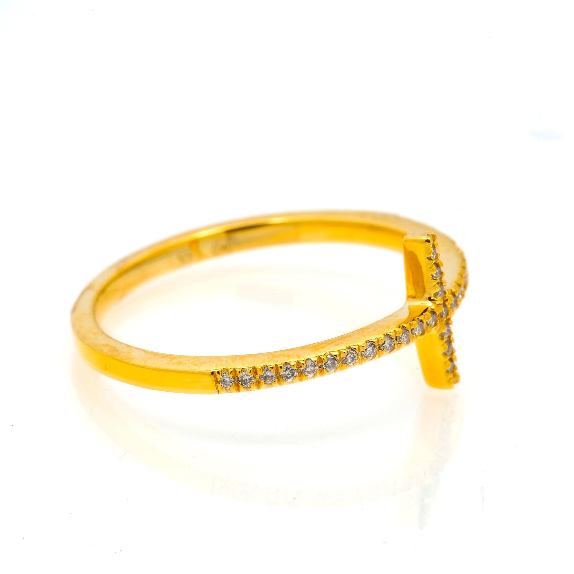 14K GOLD DIAMOND SIDEWAYS CROSS RING 0.10 CT