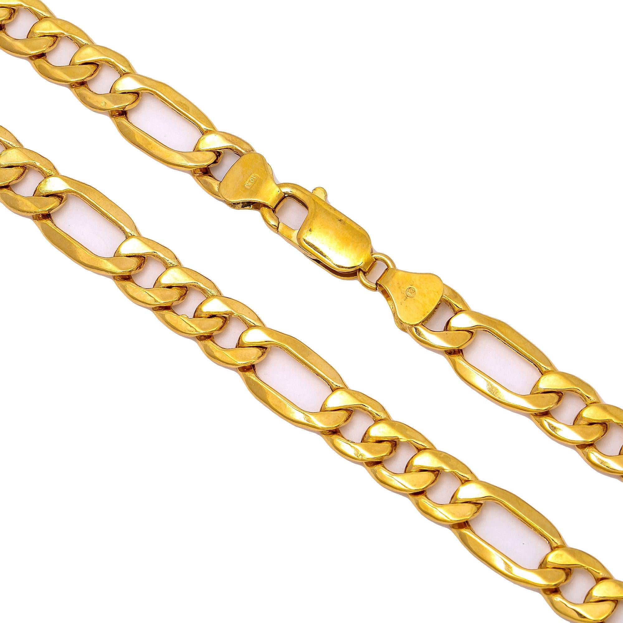 10K Yellow Gold 7mm Hollow Figaro Chain
