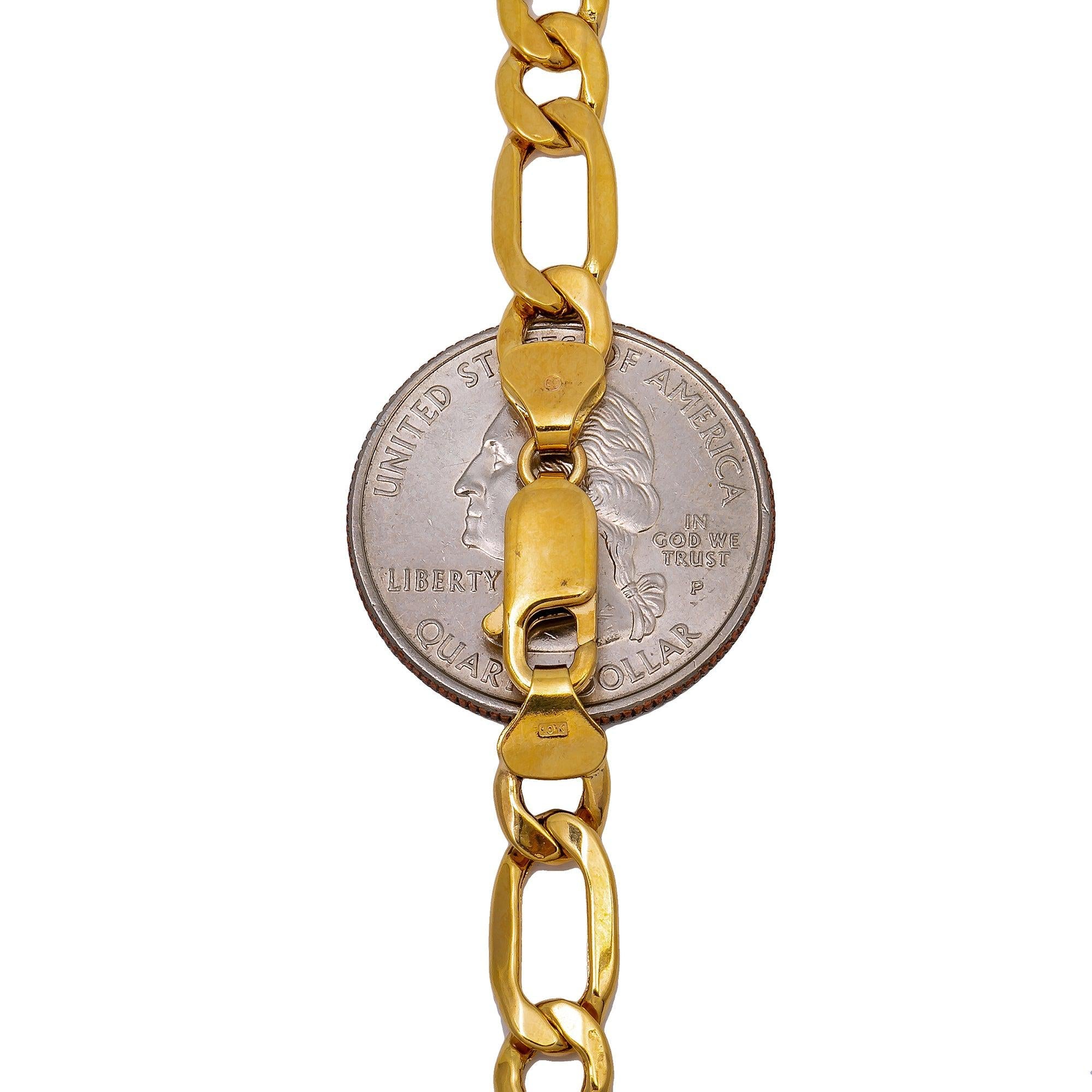 10K Yellow Gold 7mm Hollow Figaro Chain