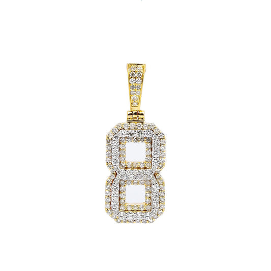 10K YELLOW GOLD UNISEX NUMBER 8 PENDANT WITH 1.0 CT DIAMONDS