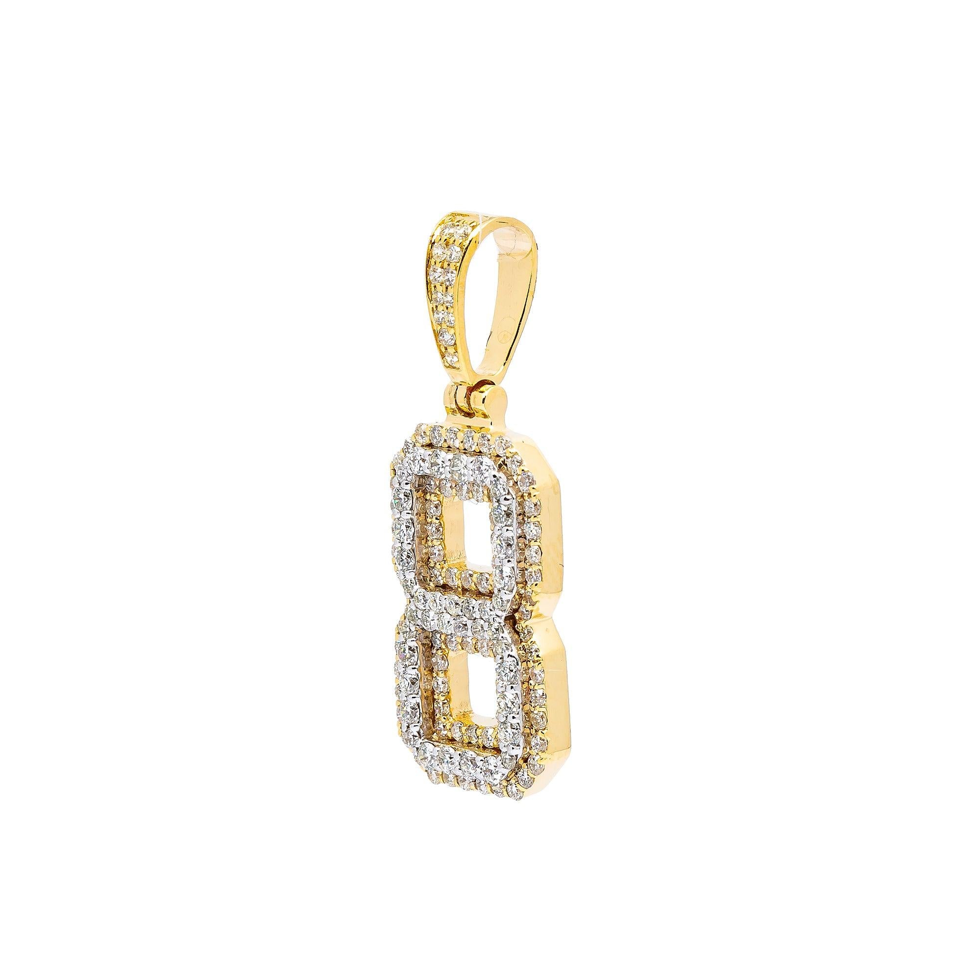 10K YELLOW GOLD UNISEX NUMBER 8 PENDANT WITH 1.0 CT DIAMONDS