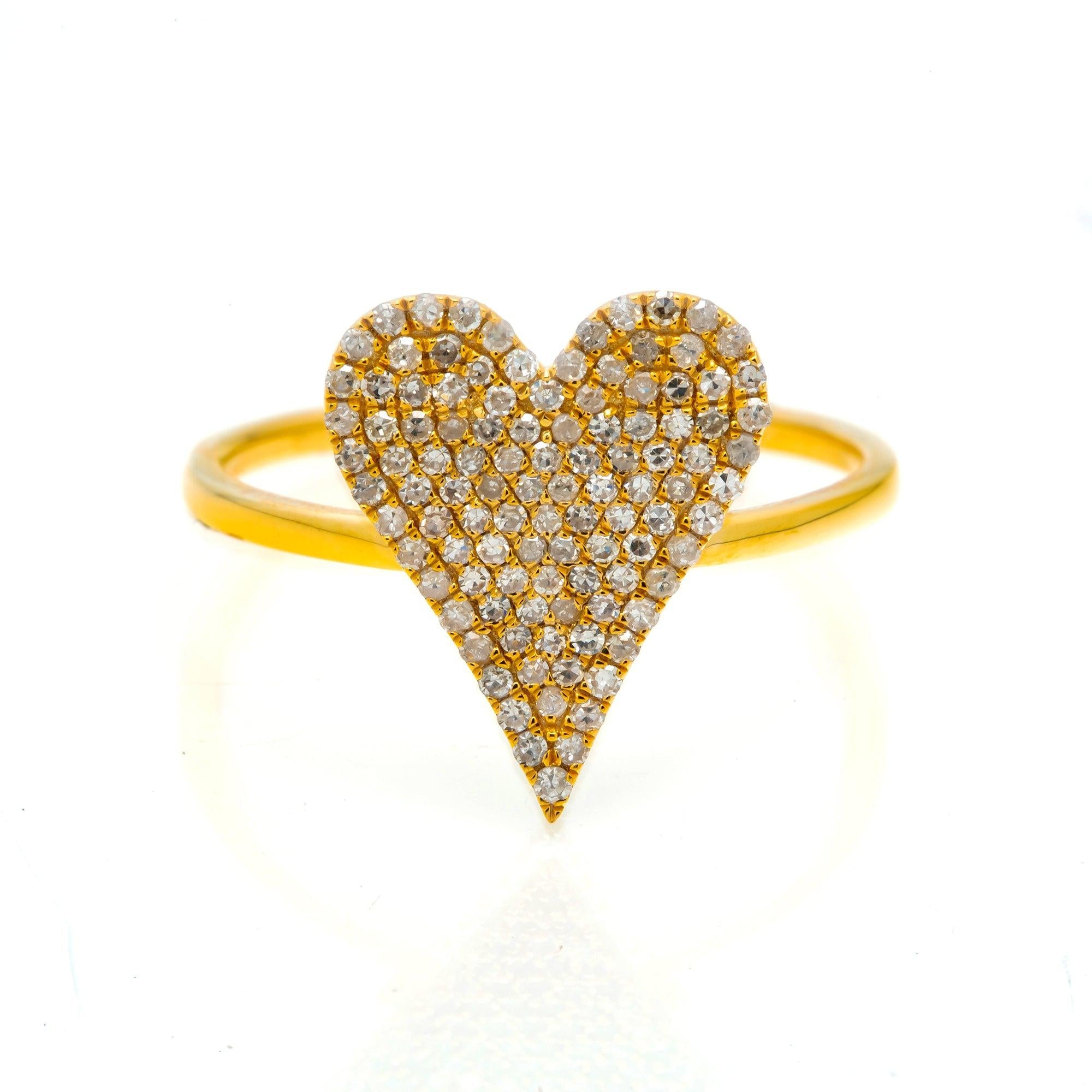 14K GOLD DIAMOND FLAT PAVE HEART RING 0.40 CT