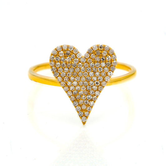 14K GOLD DIAMOND FLAT PAVE HEART RING 0.40 CT