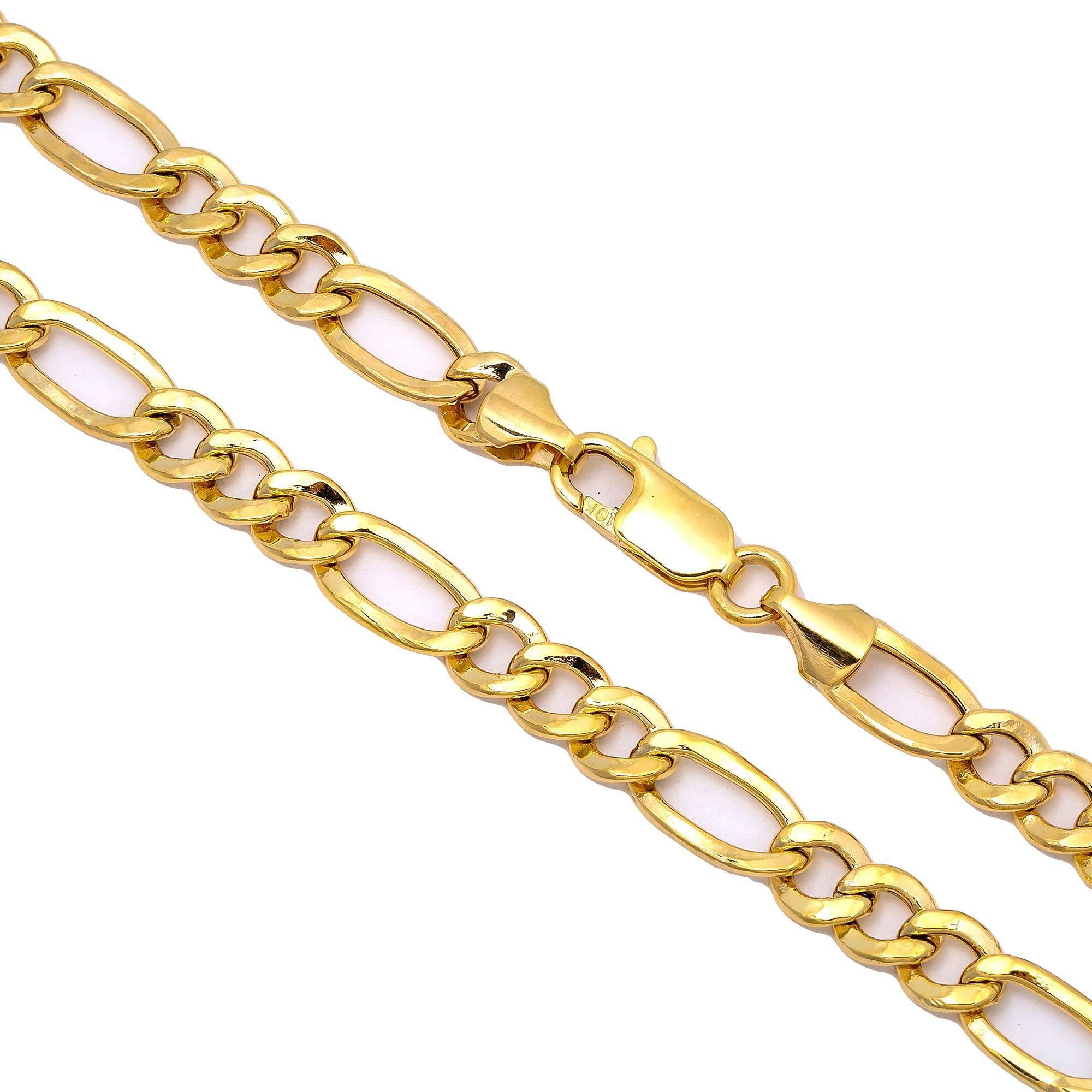 10K Yellow Gold 6.3mm Hollow Figaro Chain Available 18"-26"
