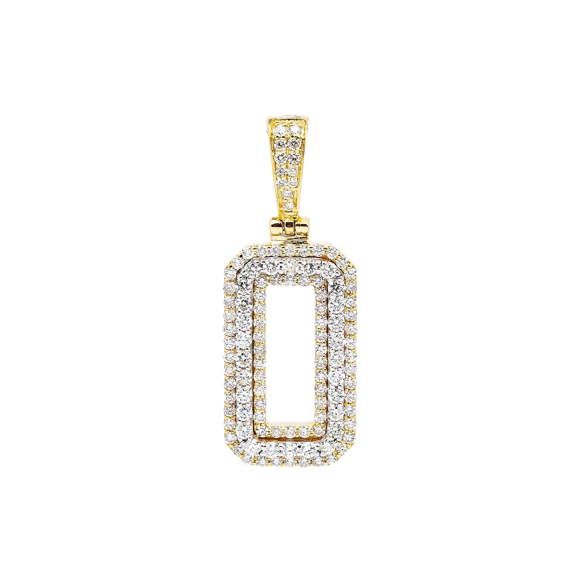 10K YELLOW GOLD UNISEX NUMBER 0 PENDANT WITH 1.0 CT DIAMONDS