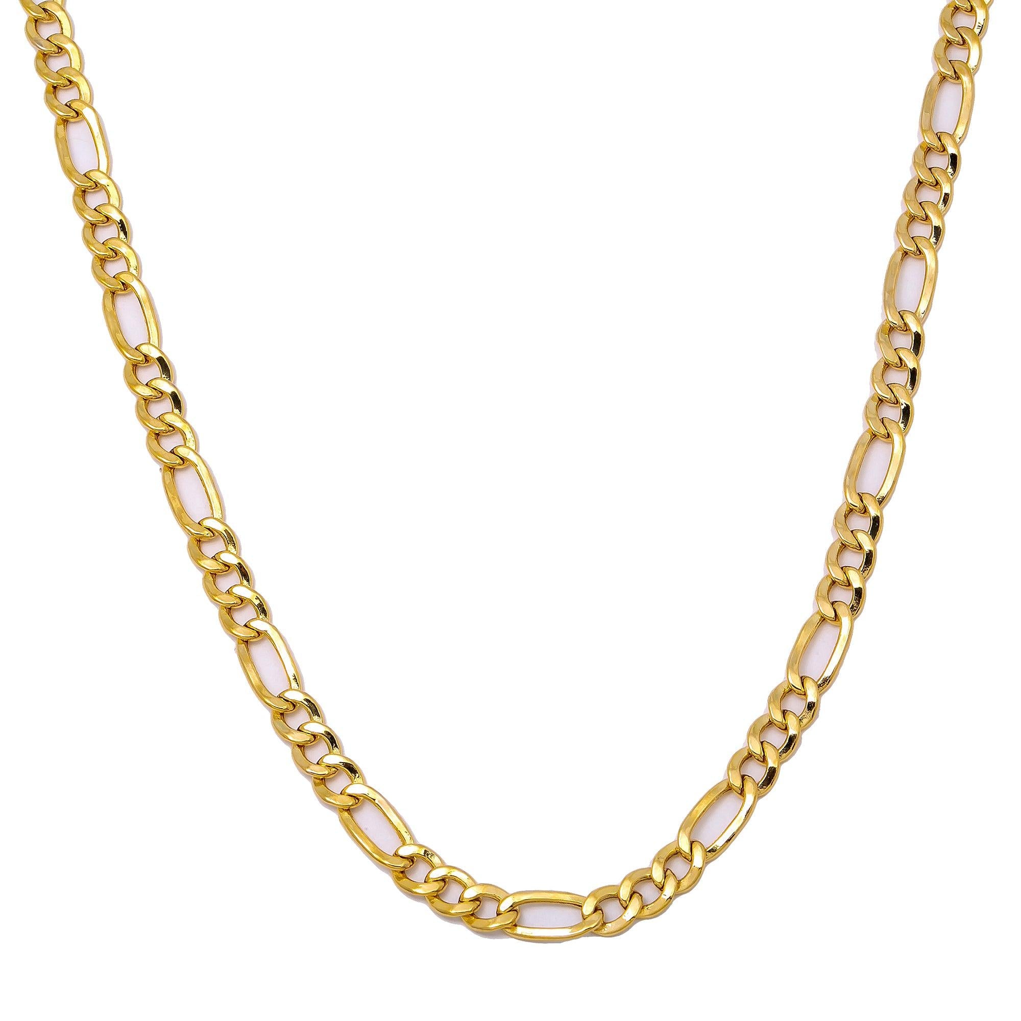 10K Yellow Gold 3.95mm Hollow Figaro Chain Available In Size 18"-26"
