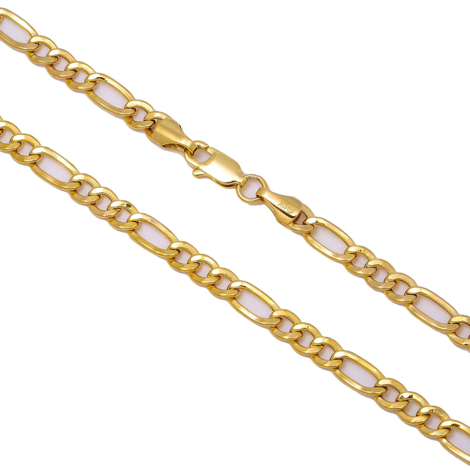 10K Yellow Gold 3.95mm Hollow Figaro Chain Available In Size 18"-26"