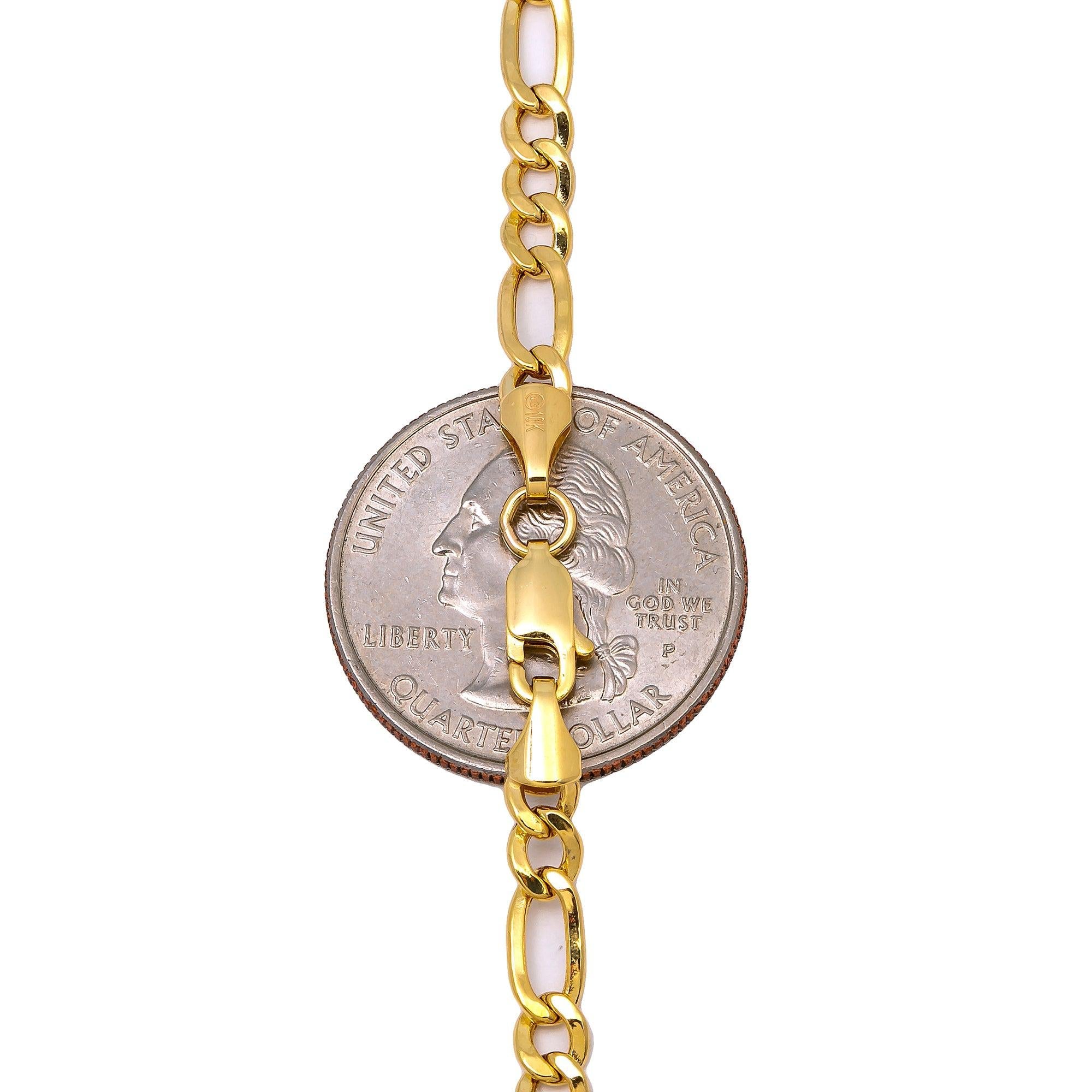 10K Yellow Gold 3.95mm Hollow Figaro Chain Available In Size 18"-26"