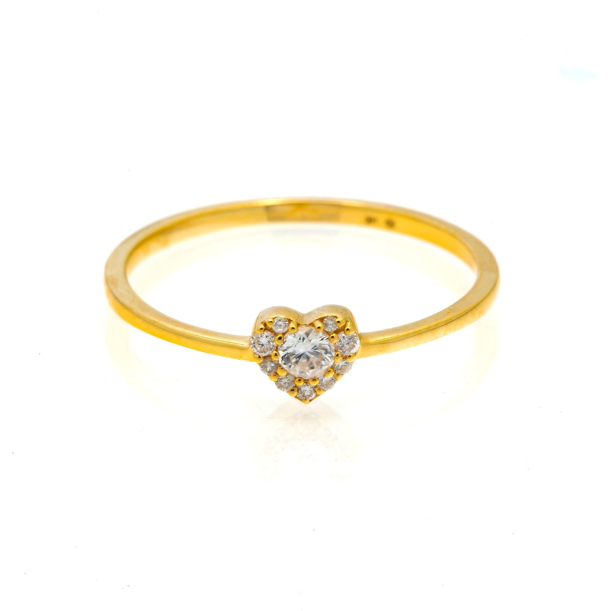 14K GOLD DIAMOND HEART CLUSTER RING 0.12 CT