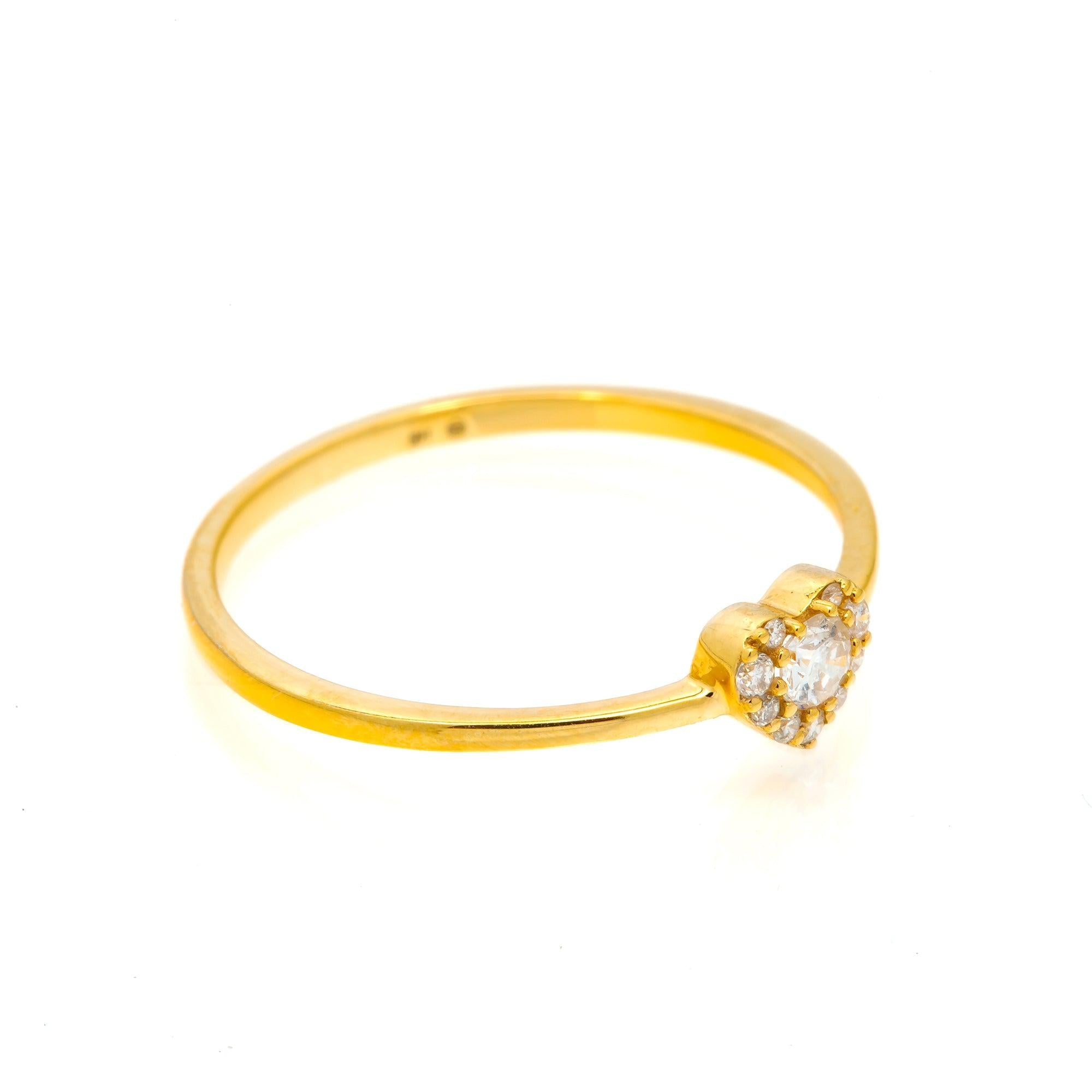 14K GOLD DIAMOND HEART CLUSTER RING 0.12 CT