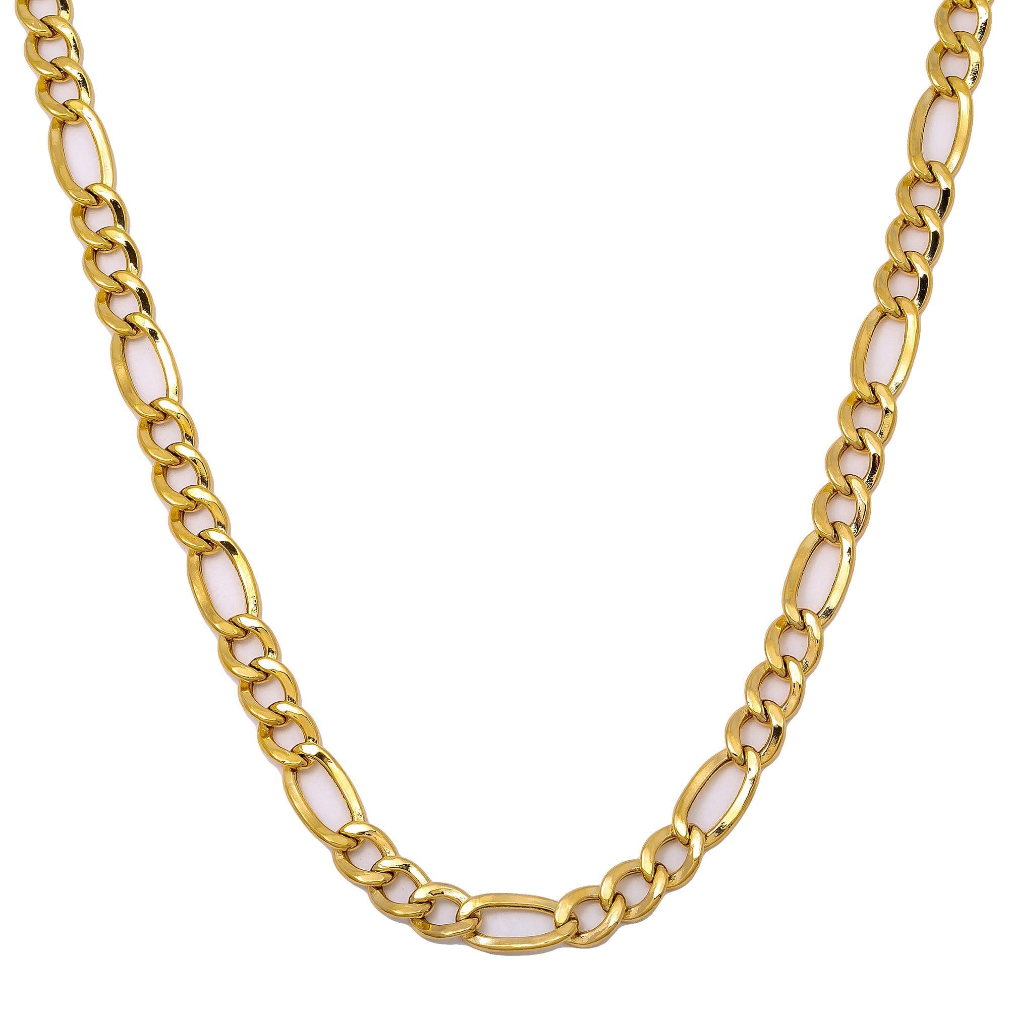 10K Yellow Gold 5.04mm Hollow Figaro Chain Available In Sizes 18"-26"