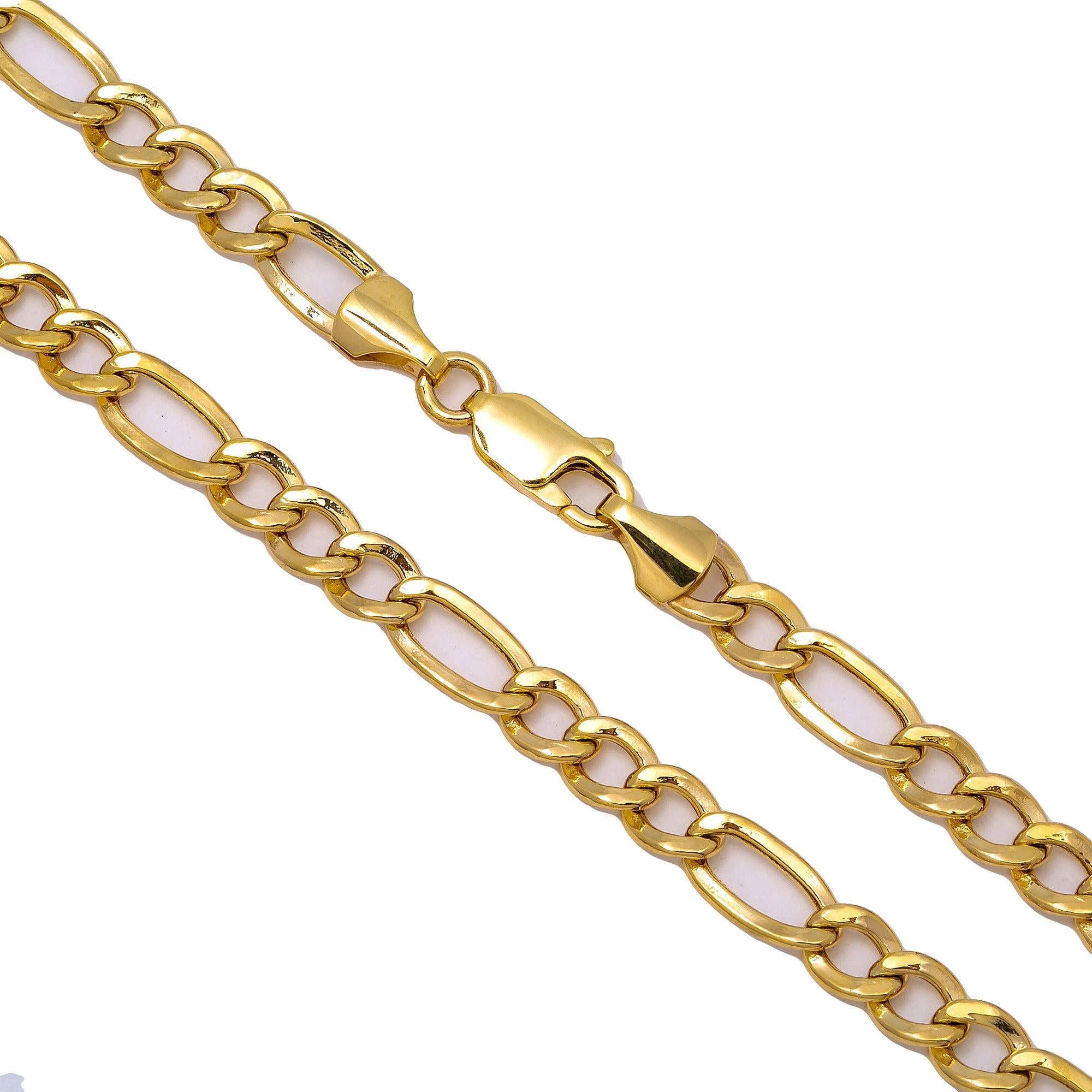 10K Yellow Gold 5.04mm Hollow Figaro Chain Available In Sizes 18"-26"