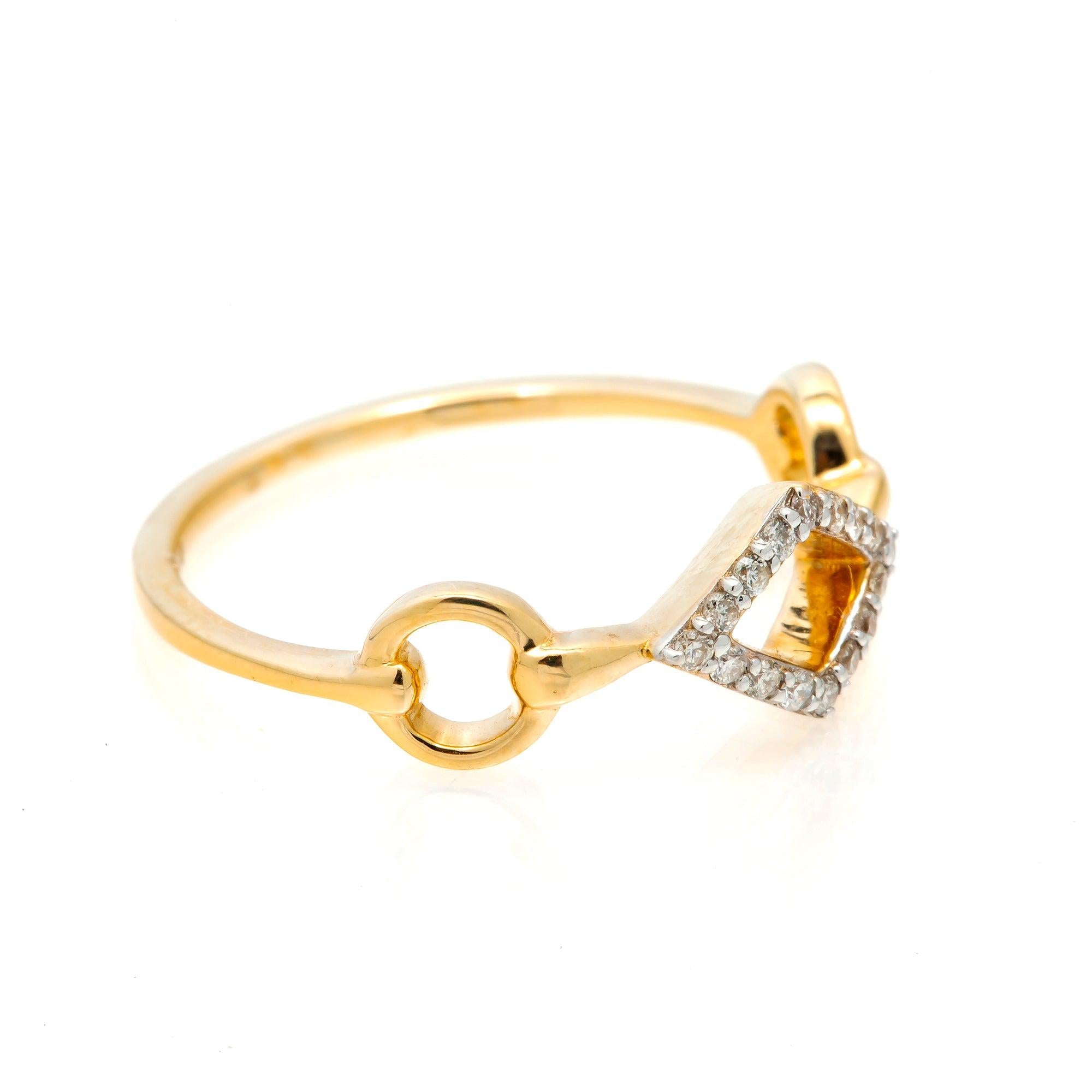 14K GOLD DIAMOND BAND OPEN CIRCLE AND KITE RING 0.10 CT
