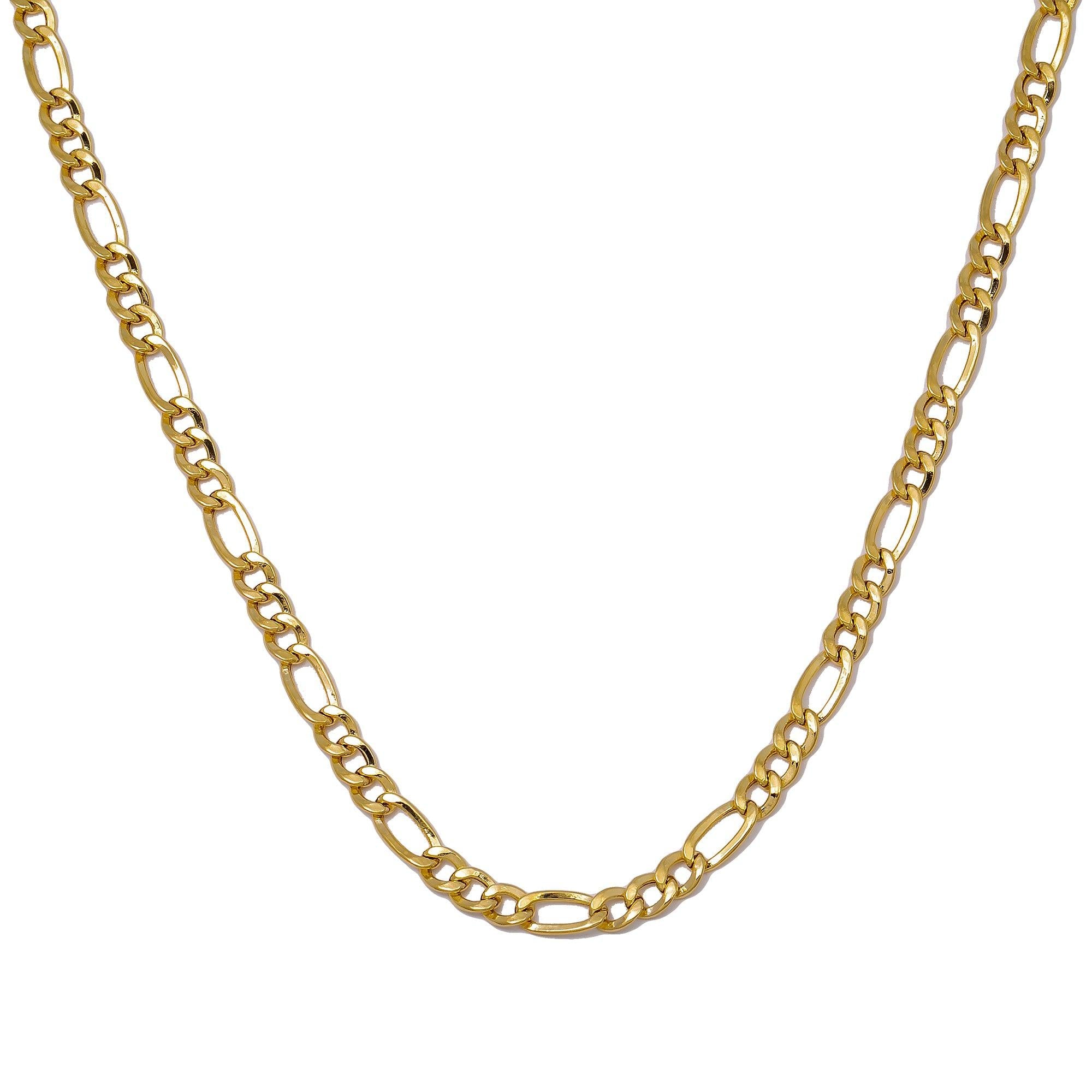 10K Yellow Gold 3.43mm Hollow Figaro Chain Available In Size 18"-26"