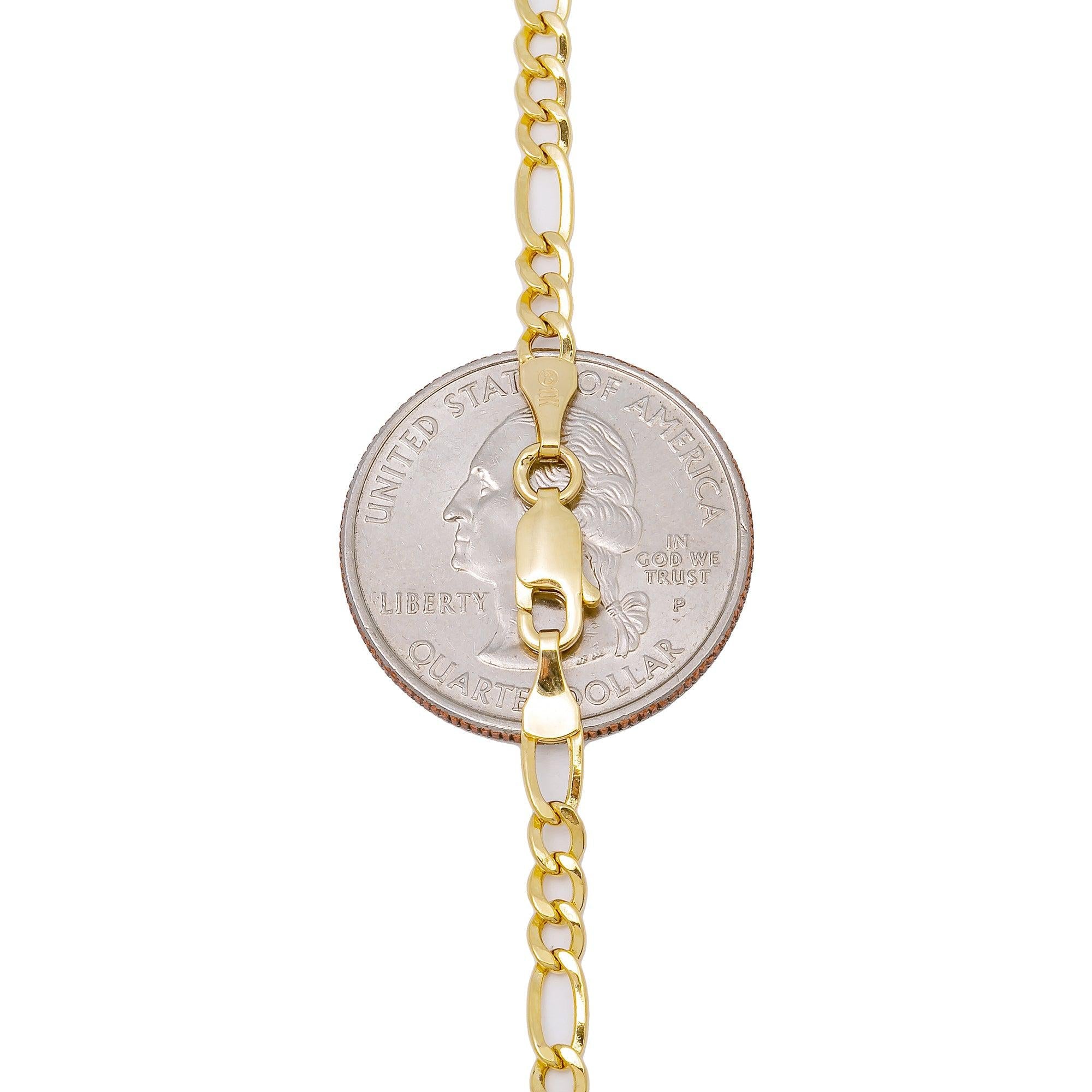 10K Yellow Gold 3.43mm Hollow Figaro Chain Available In Size 18"-26"