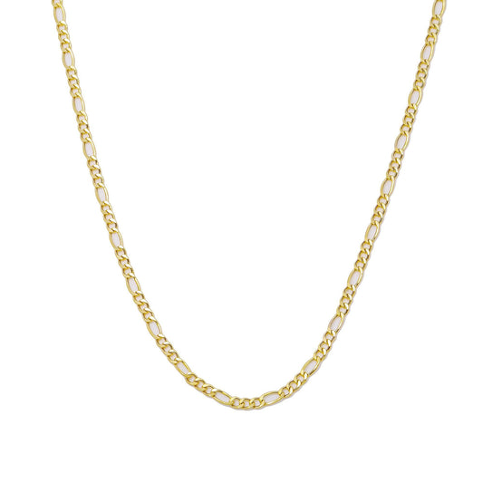 10K Yellow Gold 2mm Hollow Figaro Chain Available In Sizes 18"-26"