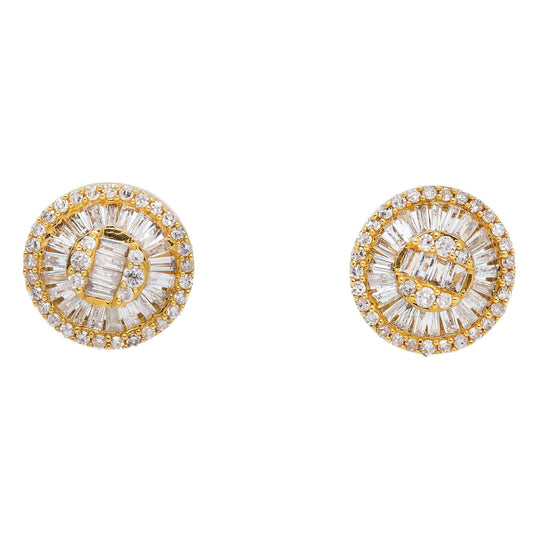 10K Yellow Gold Round Diamond Earrings 0.95 CT