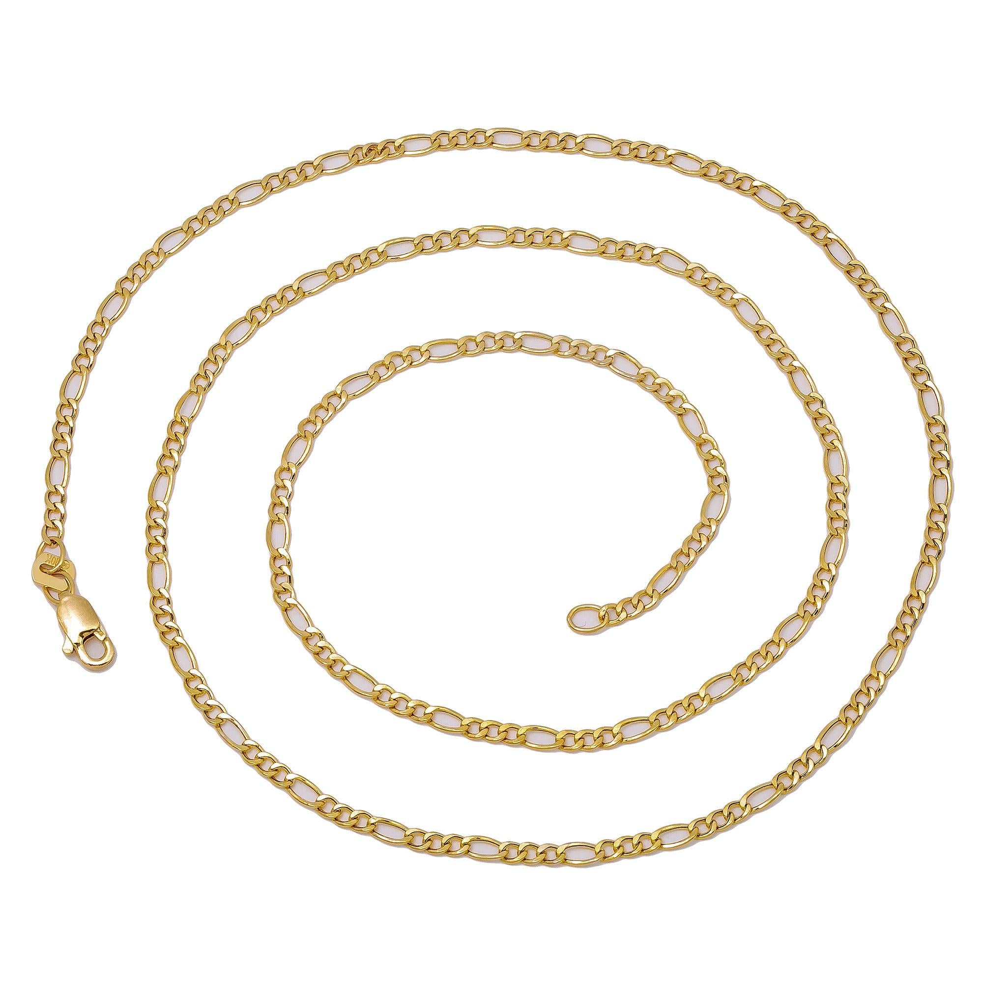 10K Yellow Gold 2mm Hollow Figaro Chain Available In Sizes 18"-26"