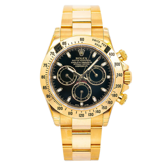 Rolex Daytona 116528 40MM Black Dial With Yellow Gold Bracelet