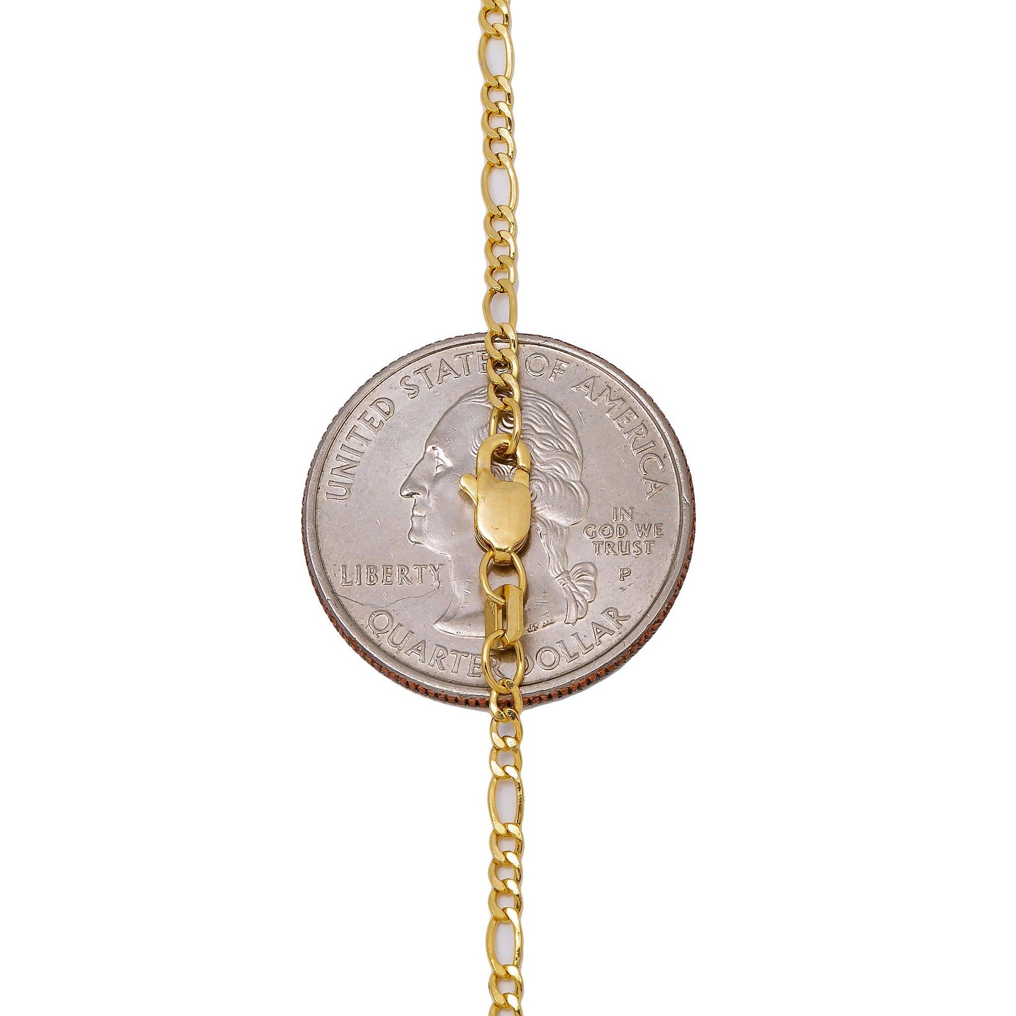 10K Yellow Gold 2mm Hollow Figaro Chain Available In Sizes 18"-26"