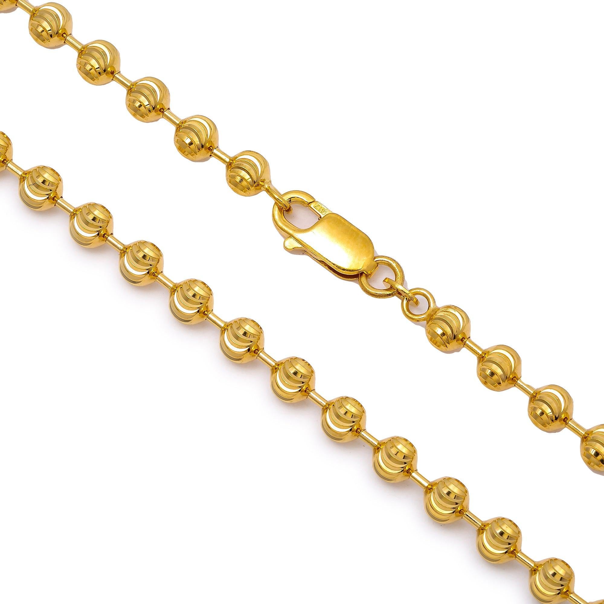 10K Yellow Gold 4.18mm Moon Bead Chain Available In Size 18"-26"