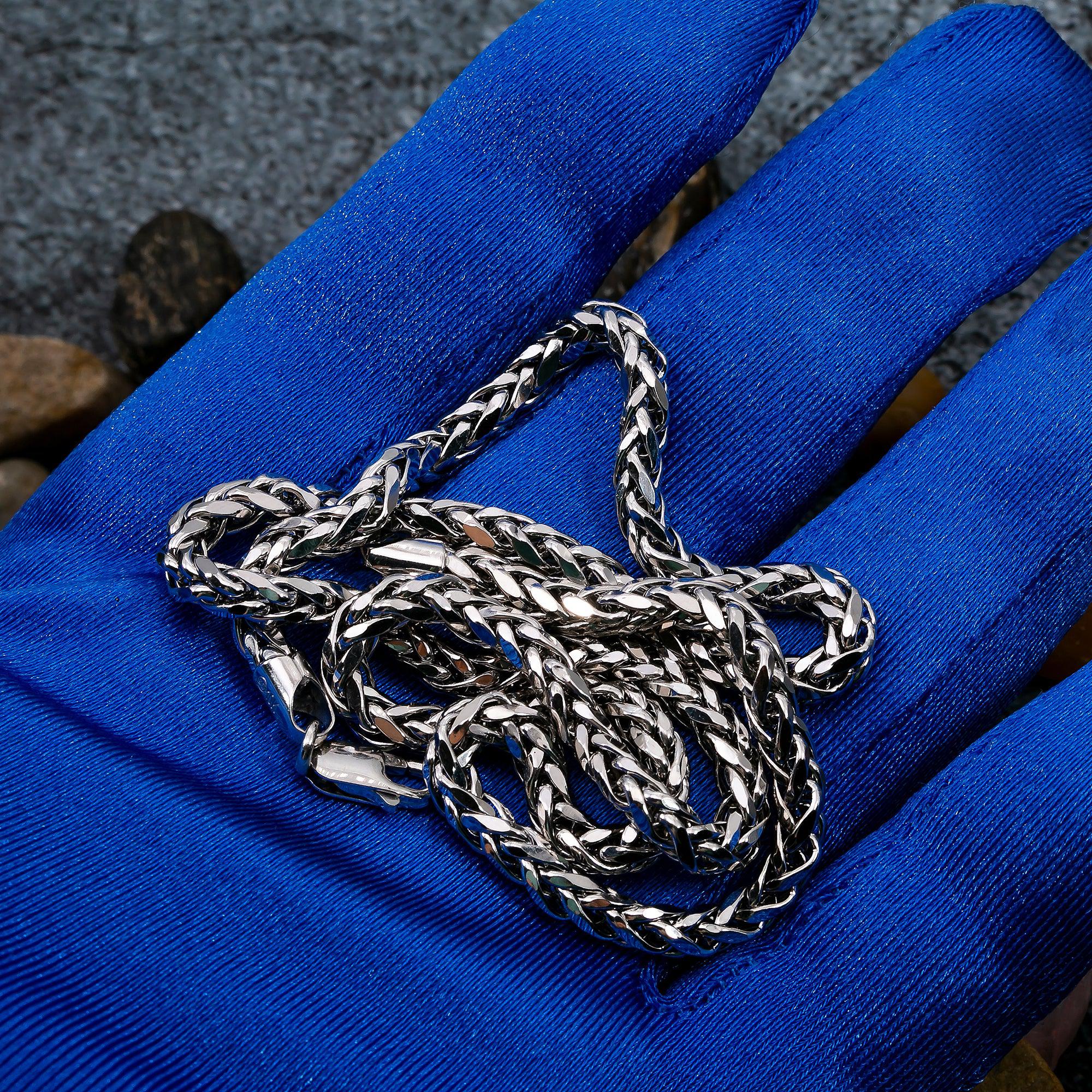 10k White Gold 4mm Hollow Box Chain Available In Sizes 18"-26"