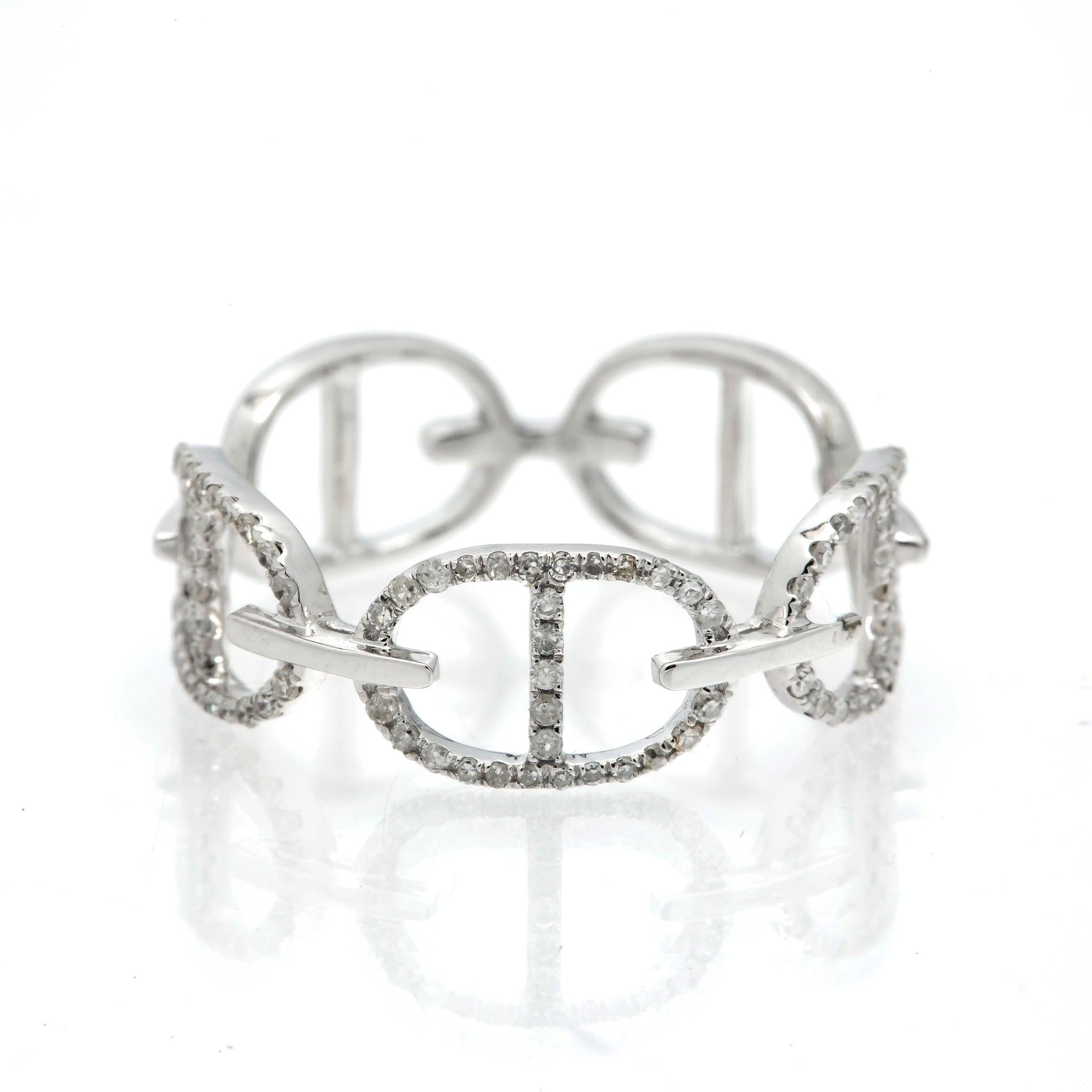 14K GOLD DIAMOND GUCCI LINK RING 0.25 CT