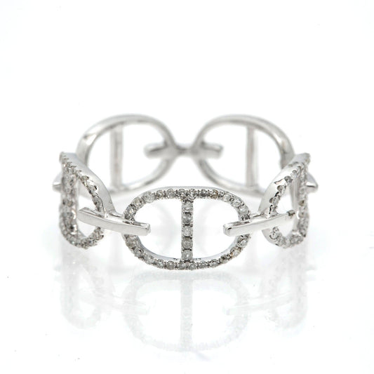 14K GOLD DIAMOND GUCCI LINK RING 0.25 CT