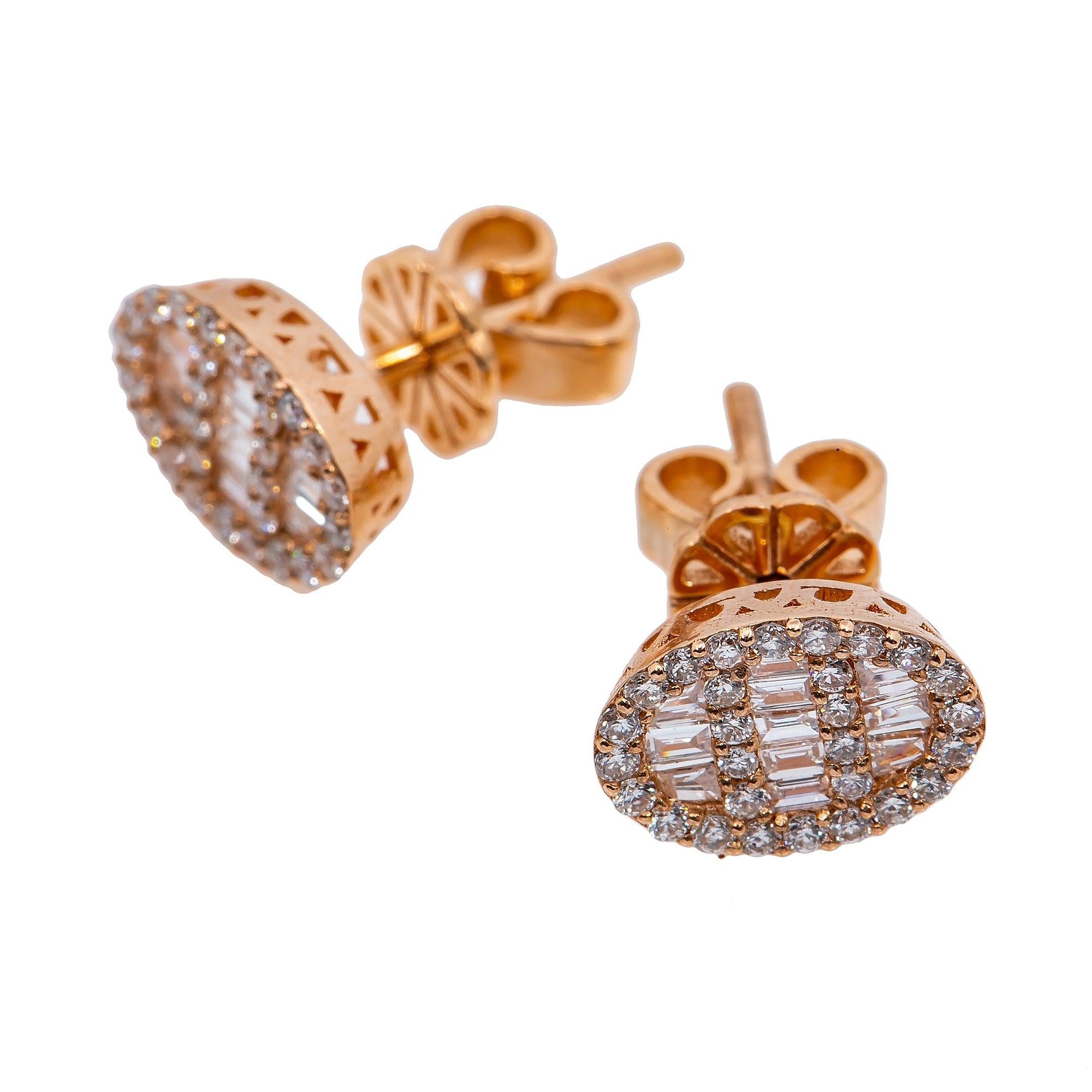 14K Rose Gold Ladies Earrings with 0.50 CT Diamond