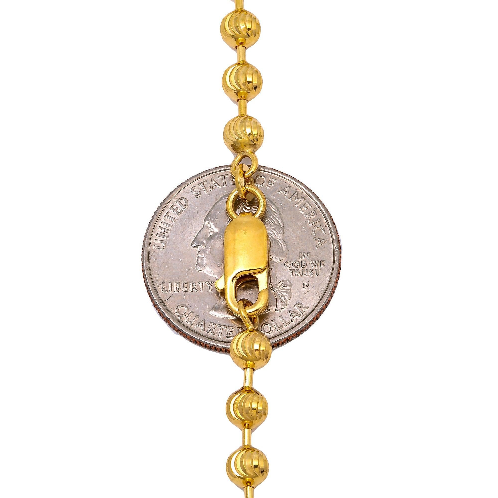 10K Yellow Gold 4.18mm Moon Bead Chain Available In Size 18"-26"