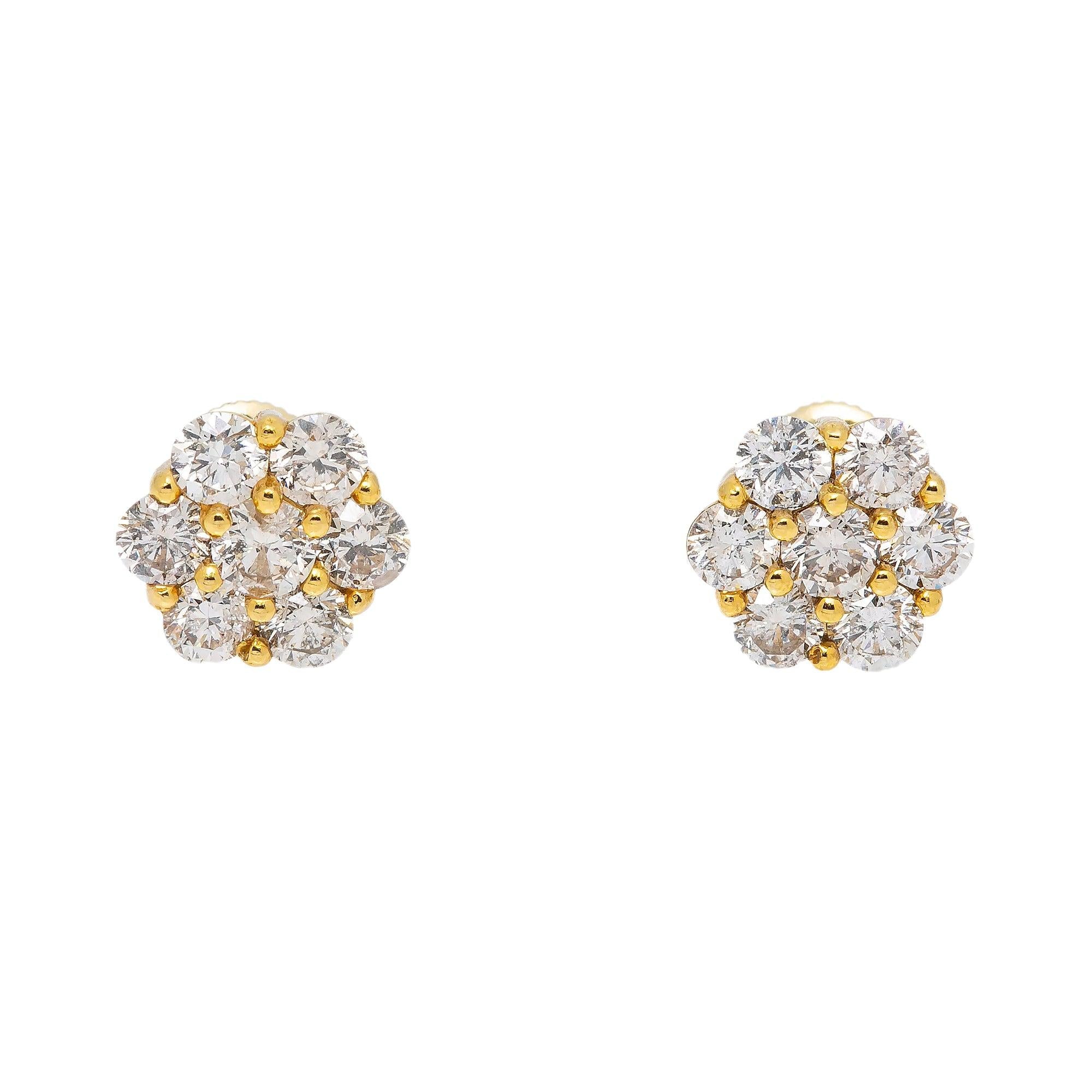 14K YELLOW GOLD DIAMOND EARRINGS WITH 1.68 CT
