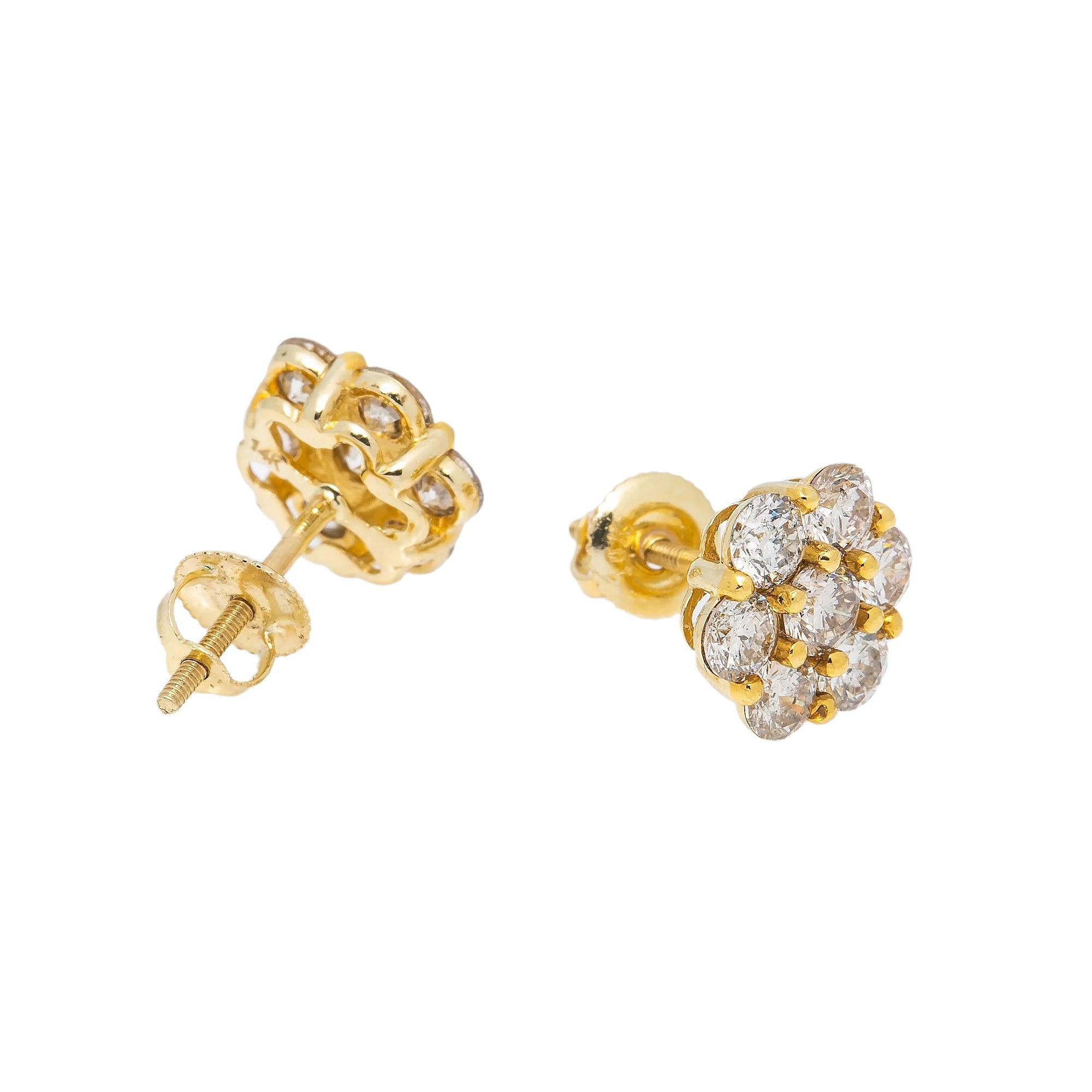 14K YELLOW GOLD DIAMOND EARRINGS WITH 1.68 CT