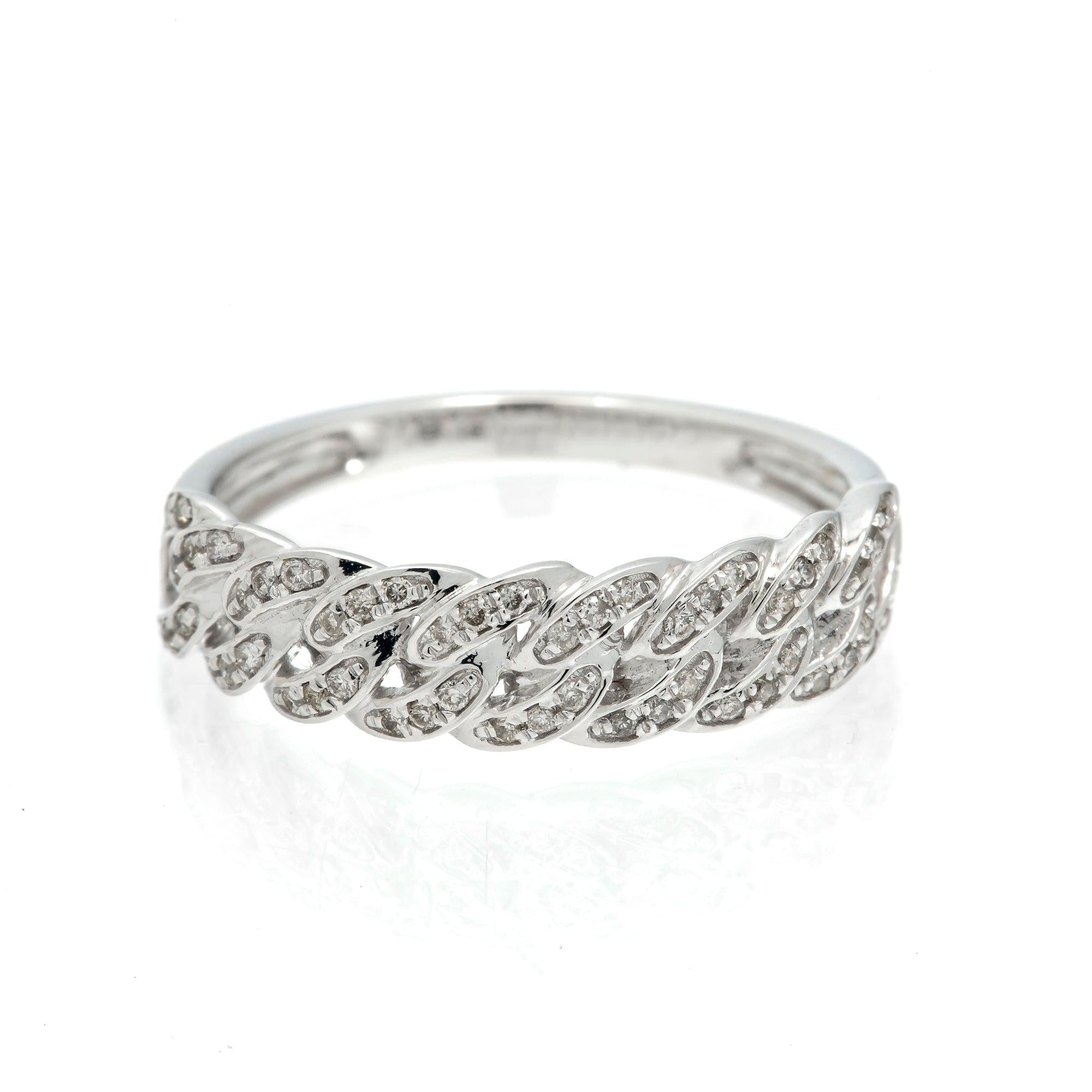 14K GOLD DIAMOND MIAMI CUBAN RING 0.15 CT