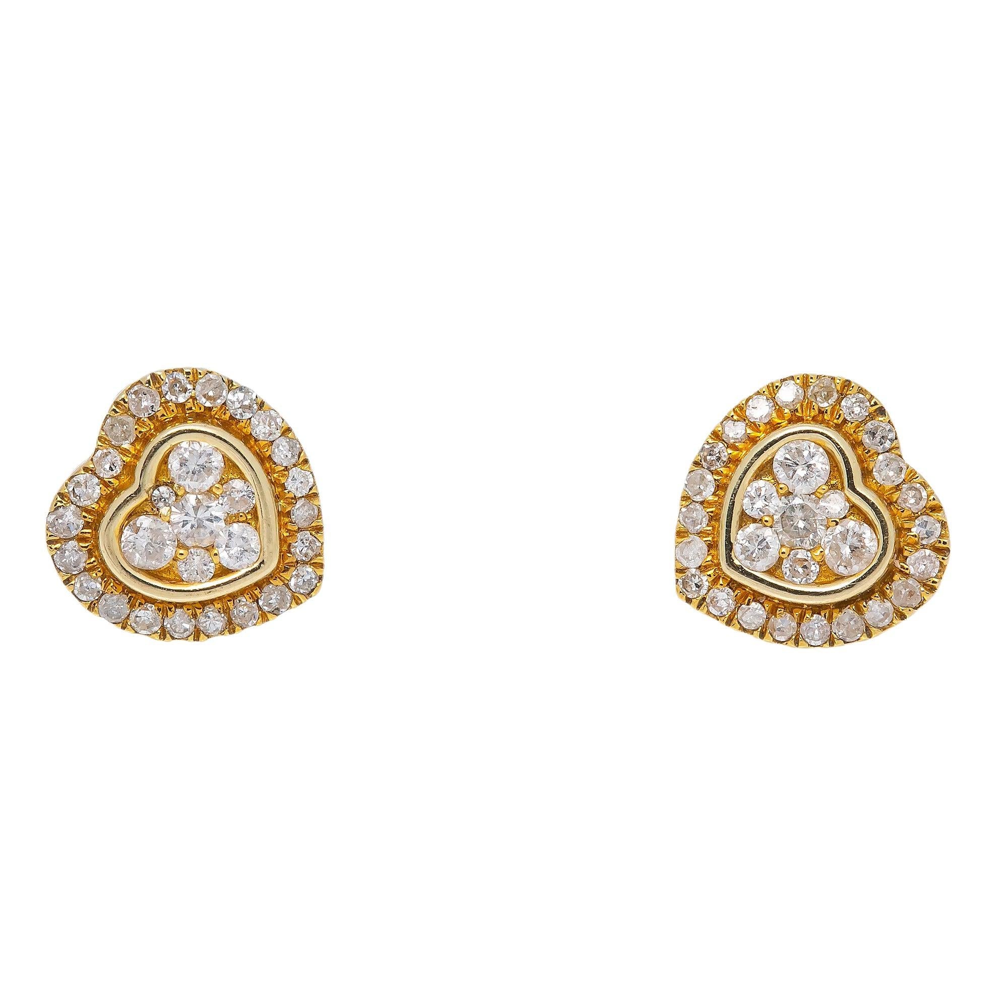 10K GOLD HEART EARRINGS WITH 0.56 CTW DIAMONDS