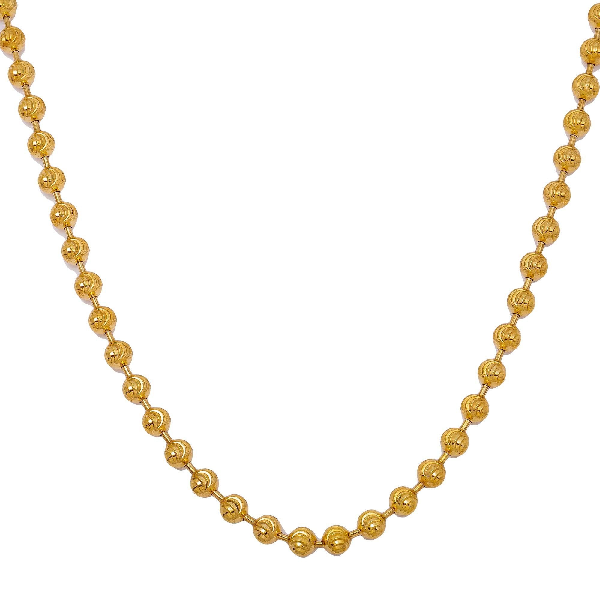 10K Yellow Gold 3.64mm Moon Bead Chain Available In Size 18"-26"