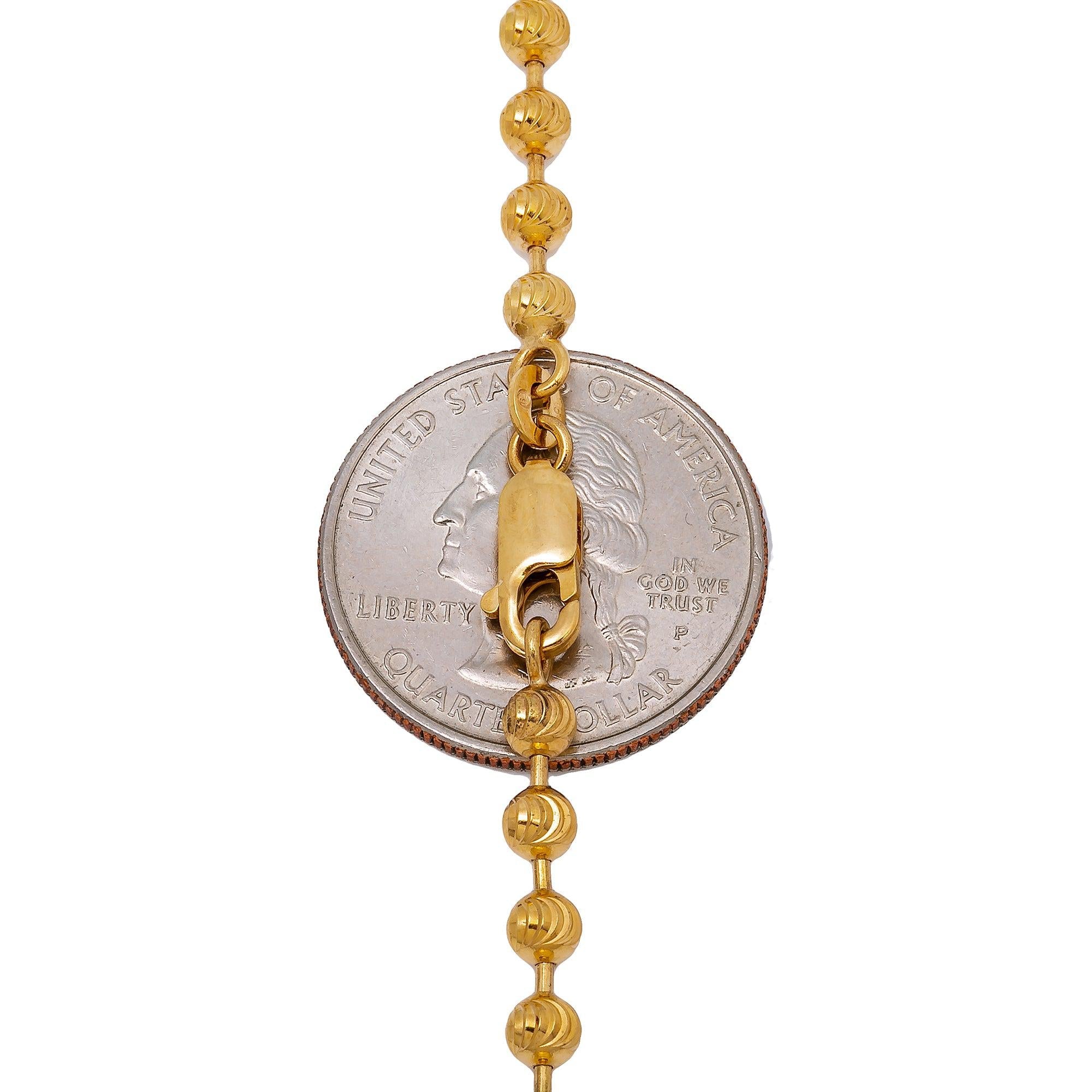 10K Yellow Gold 3.64mm Moon Bead Chain Available In Size 18"-26"