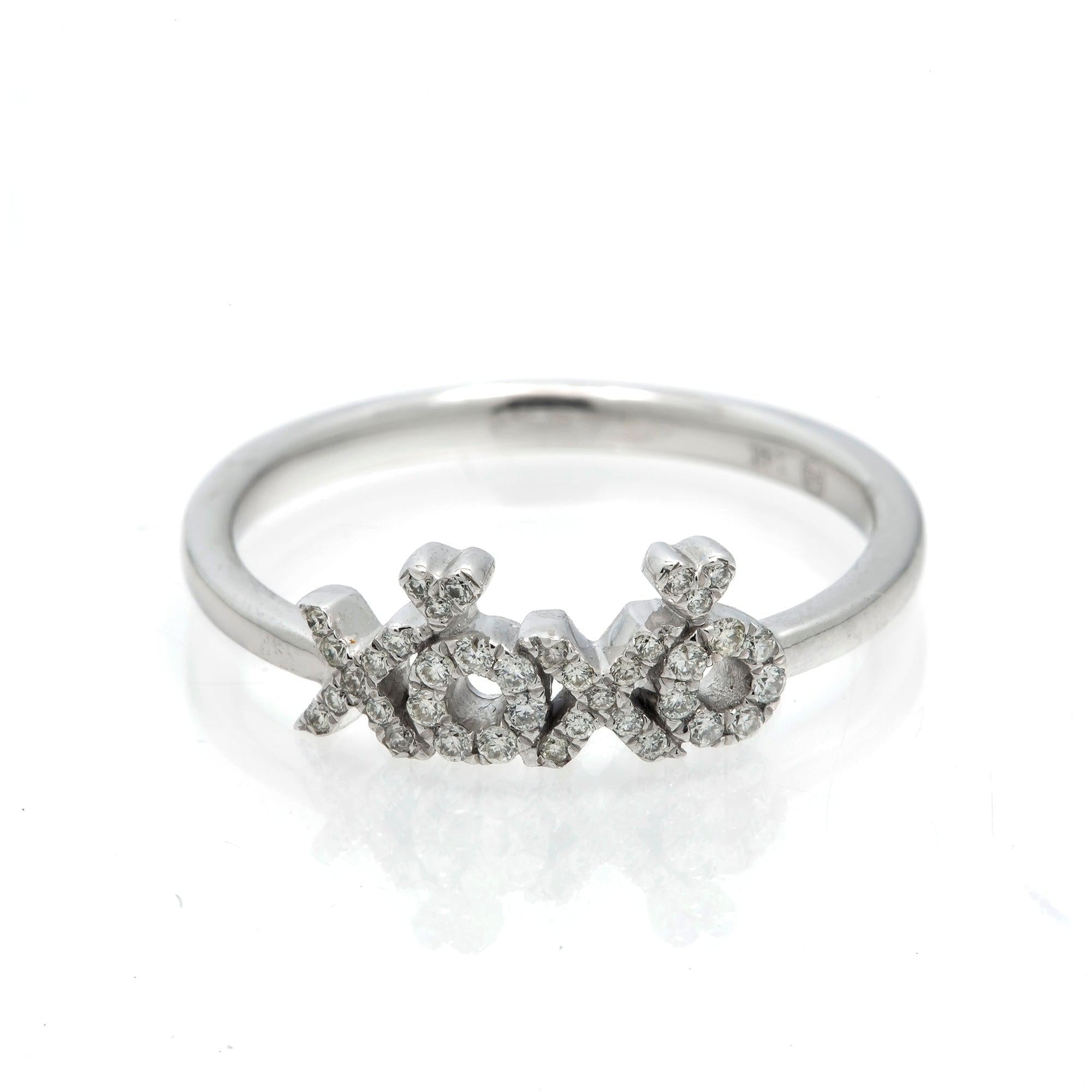14K GOLD DIAMOND XOXO HEARTS RING 0.15 CT