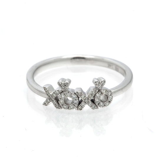 14K GOLD DIAMOND XOXO HEARTS RING 0.15 CT