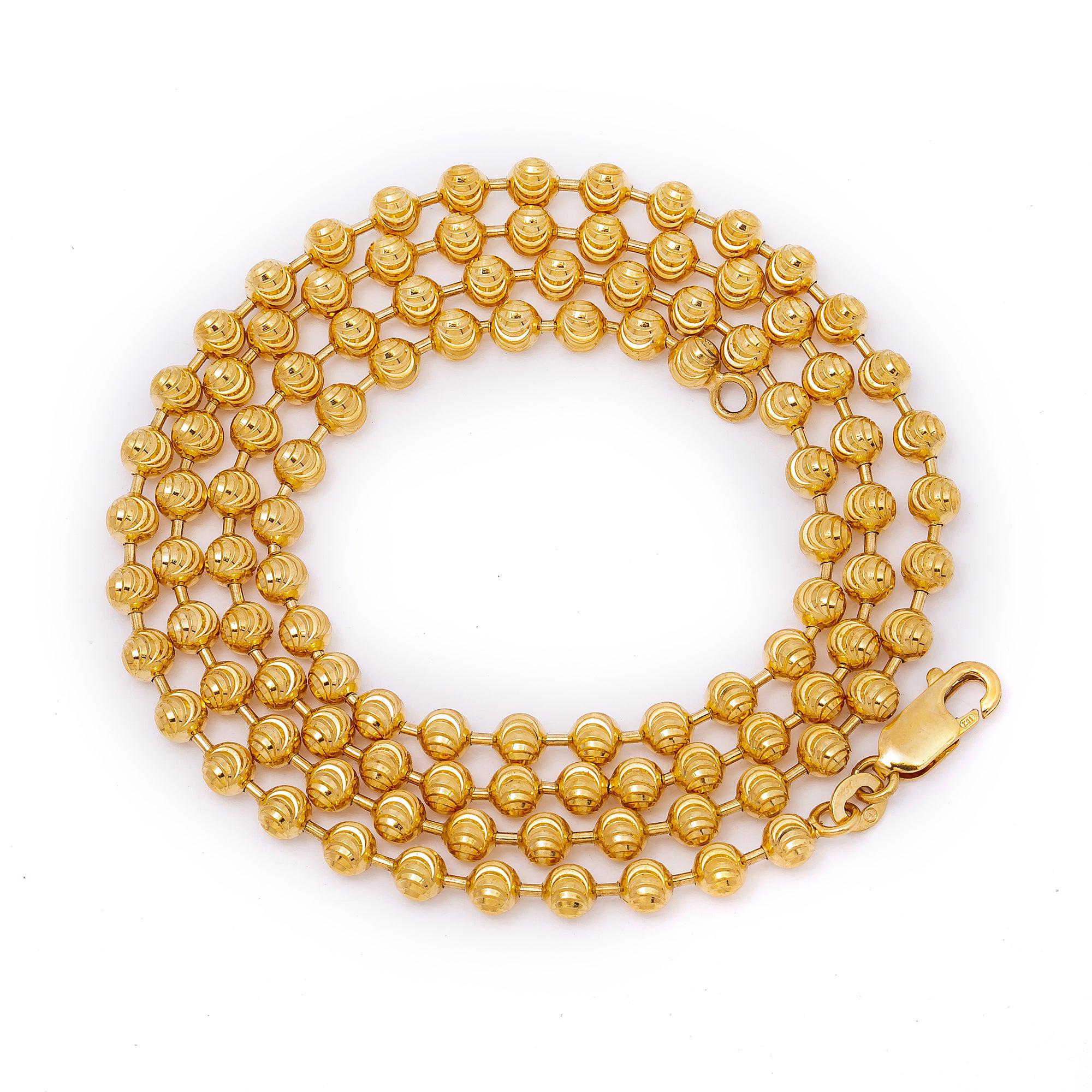 10K Yellow Gold 3.64mm Moon Bead Chain Available In Size 18"-26"