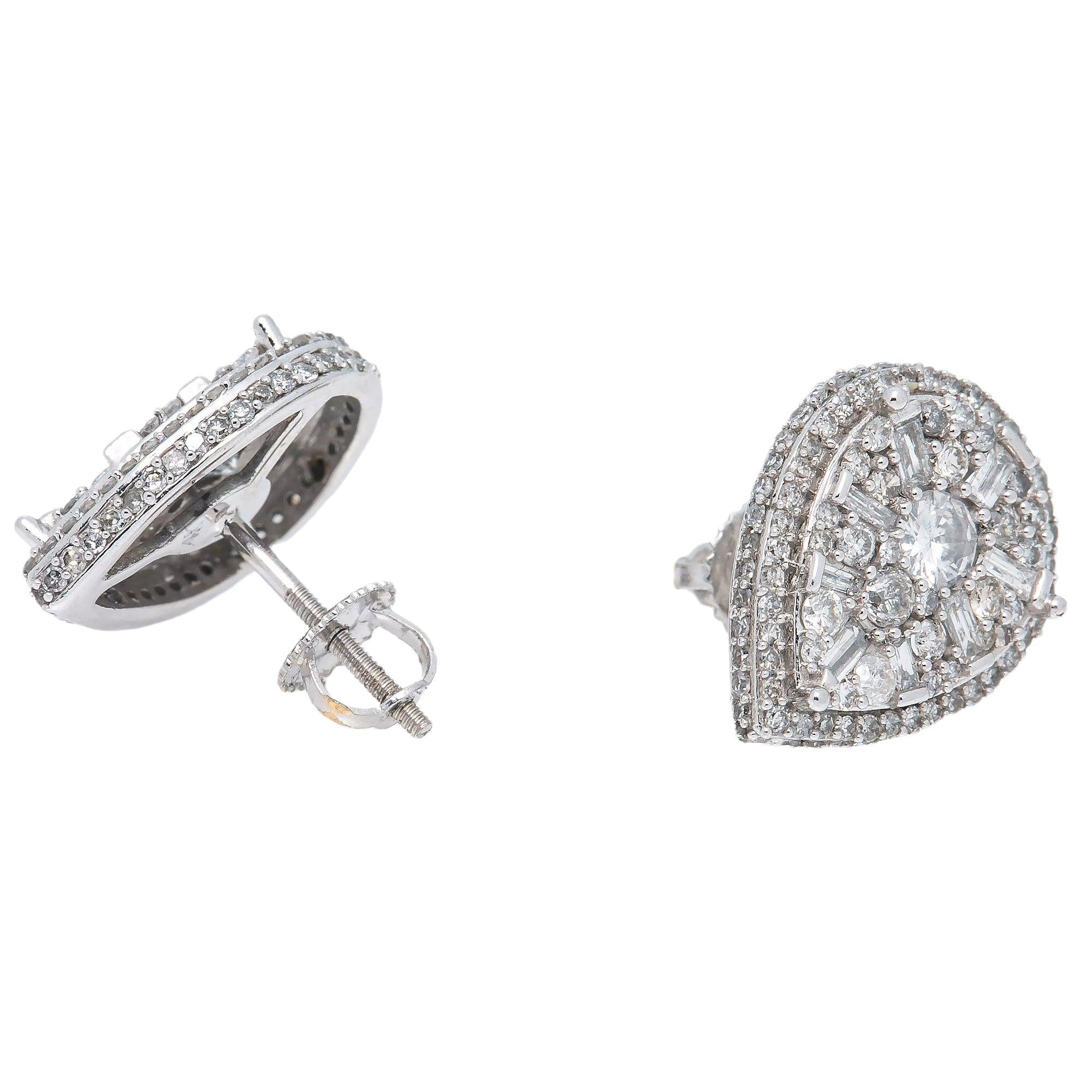 14K WHITE GOLD DIAMOND EARRINGS WITH 1.50 CT