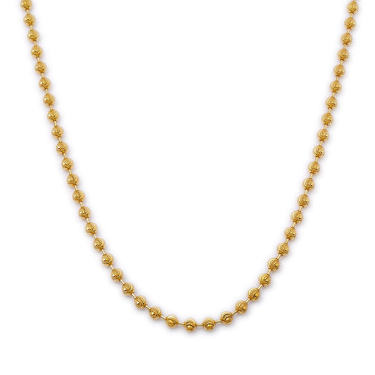 10K Yellow Gold 3.9mm Moon Bead Chain Available In Size 18"-26"