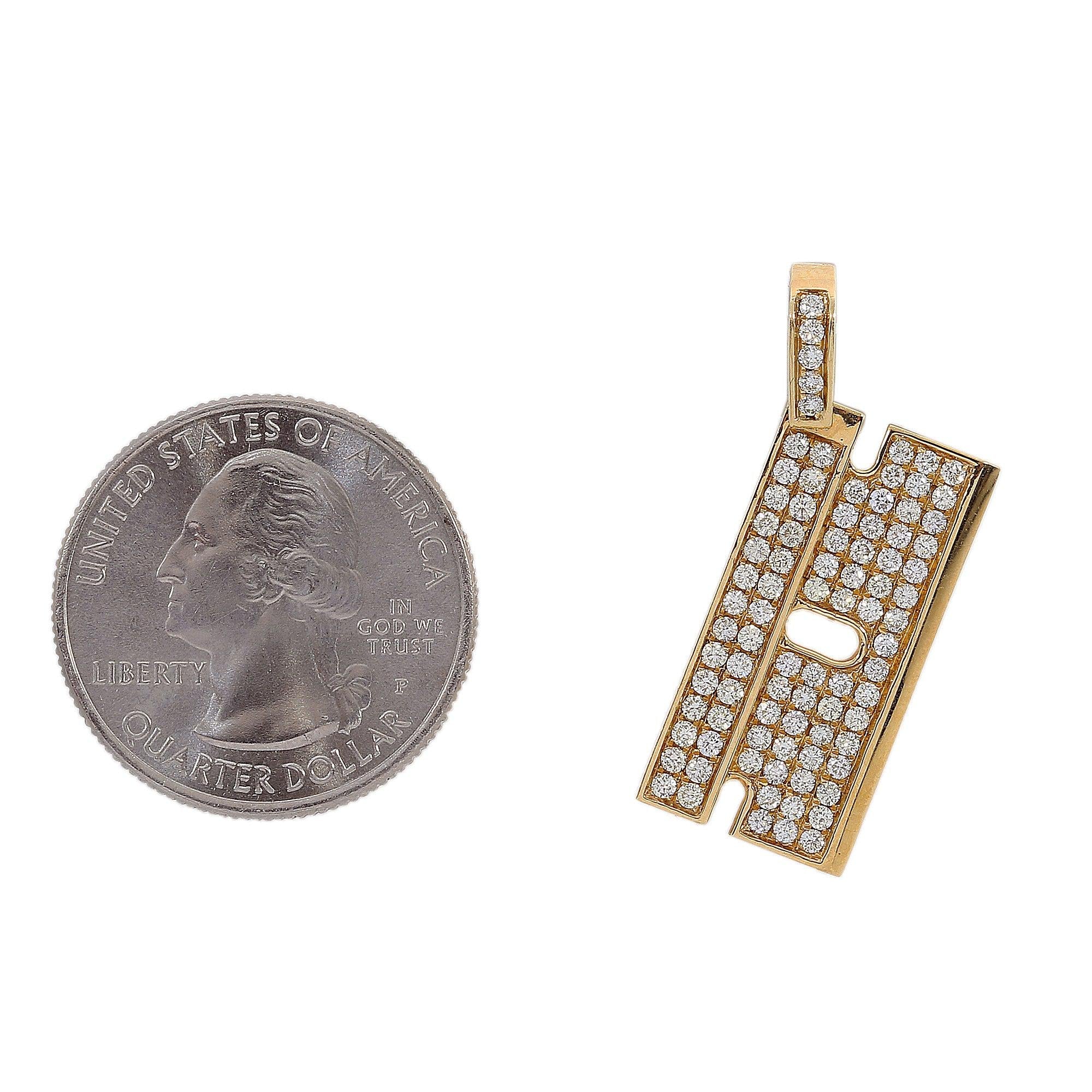 14K Yellow Gold Diamond Rectangular Shaped Pendant