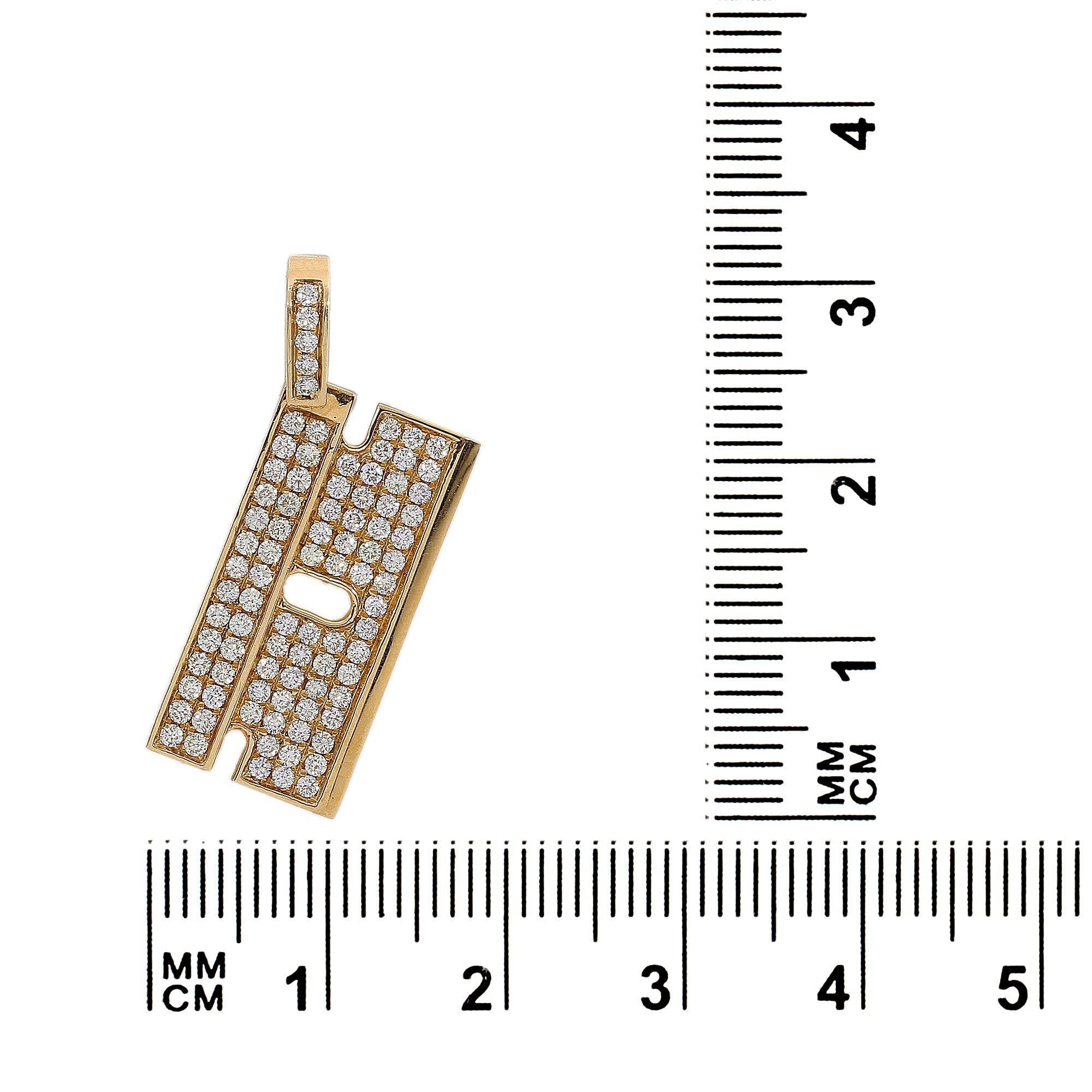 14K Yellow Gold Diamond Rectangular Shaped Pendant